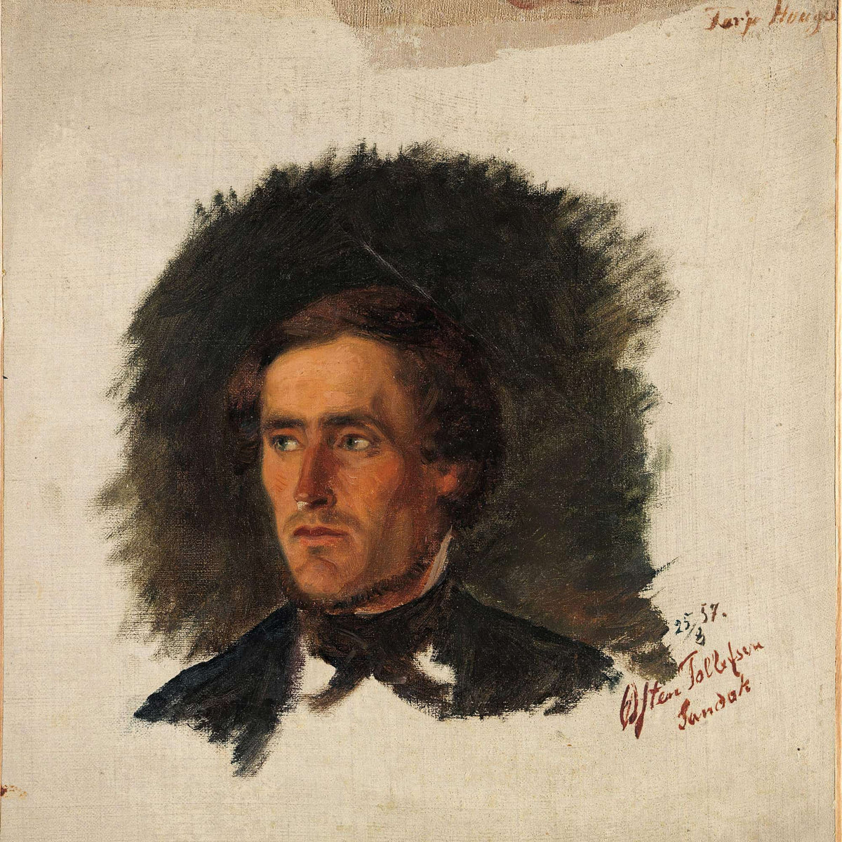 Portrait Of The Farmer Osten Tollefsen From Sandaak by Adolph Tidemand