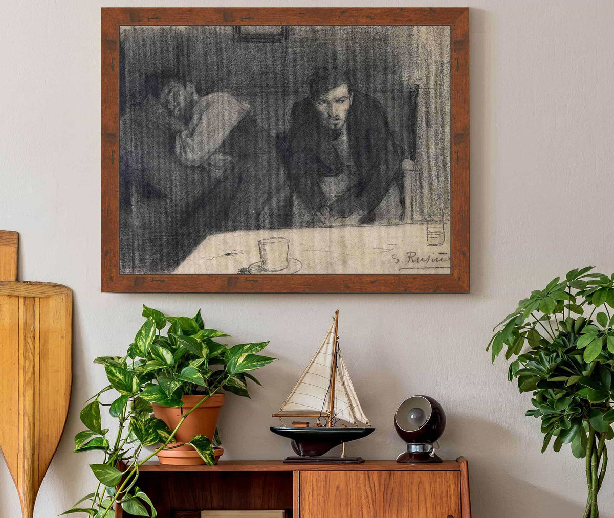 Portrait Of The Sculptor Carles Mani And The Painter Pere Ferran by Santiago Rusinol