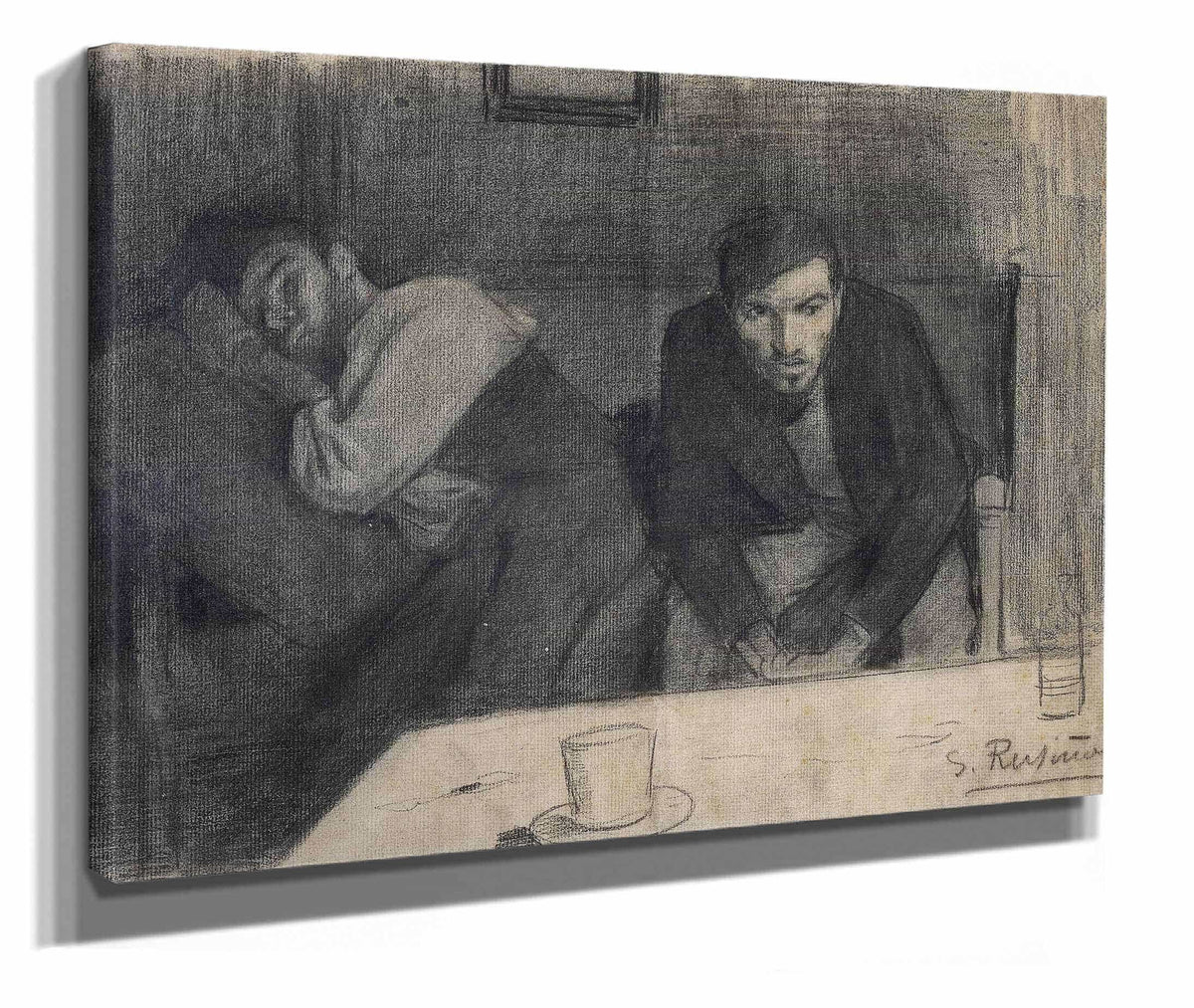 Portrait Of The Sculptor Carles Mani And The Painter Pere Ferran by Santiago Rusinol