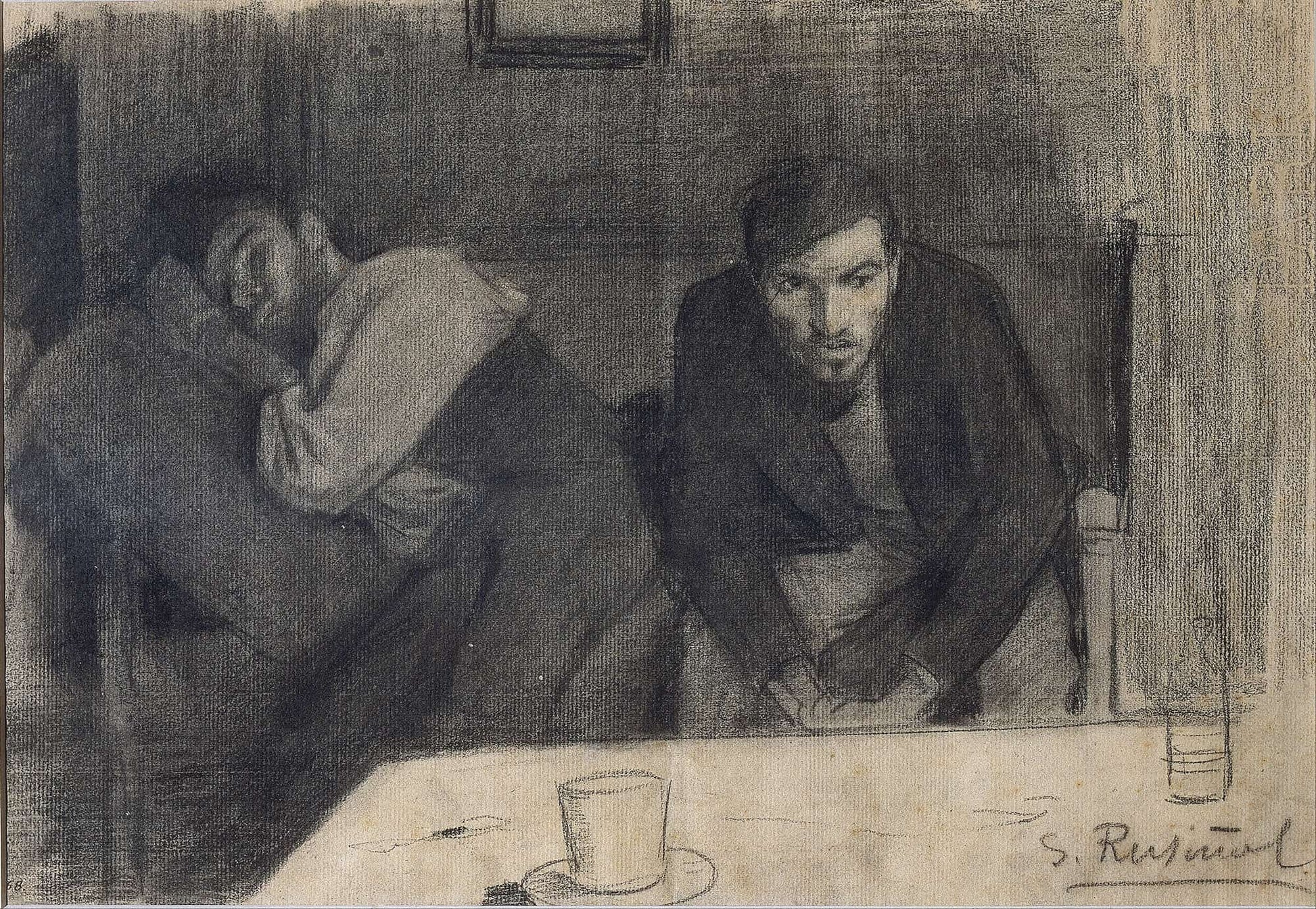 Portrait Of The Sculptor Carles Mani And The Painter Pere Ferran by Santiago Rusinol