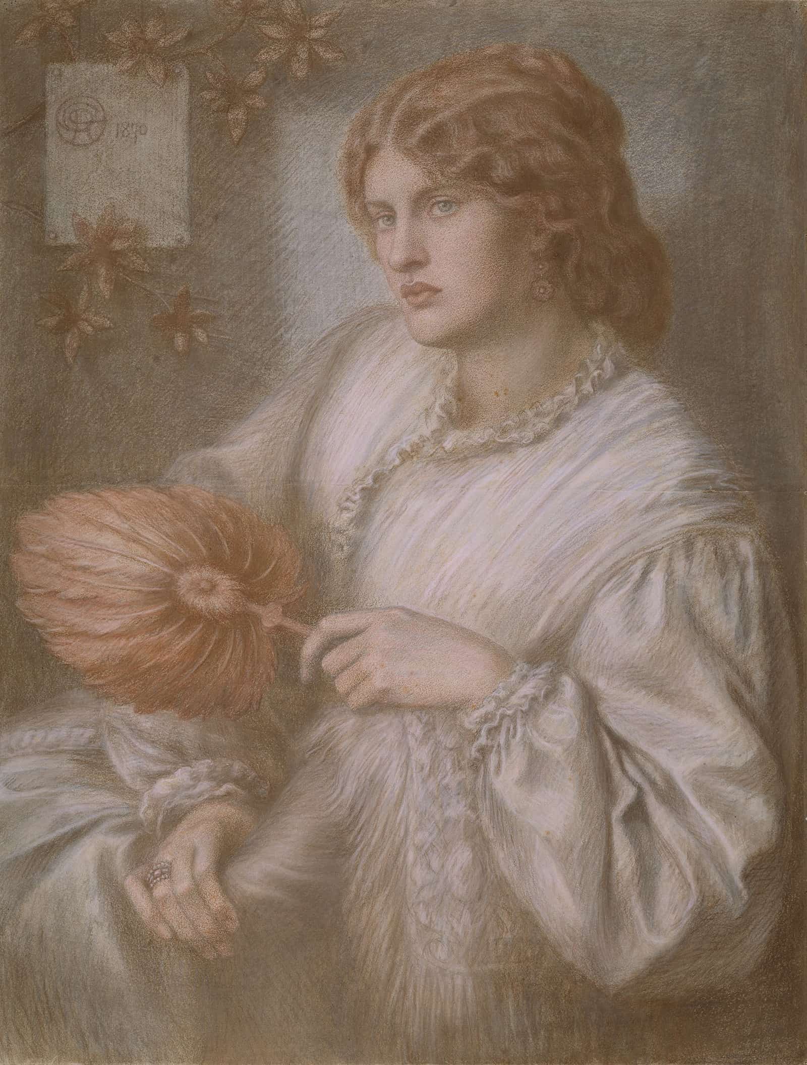 Portrait Of Woman With A Fan by Dante Gabriel Rossetti
