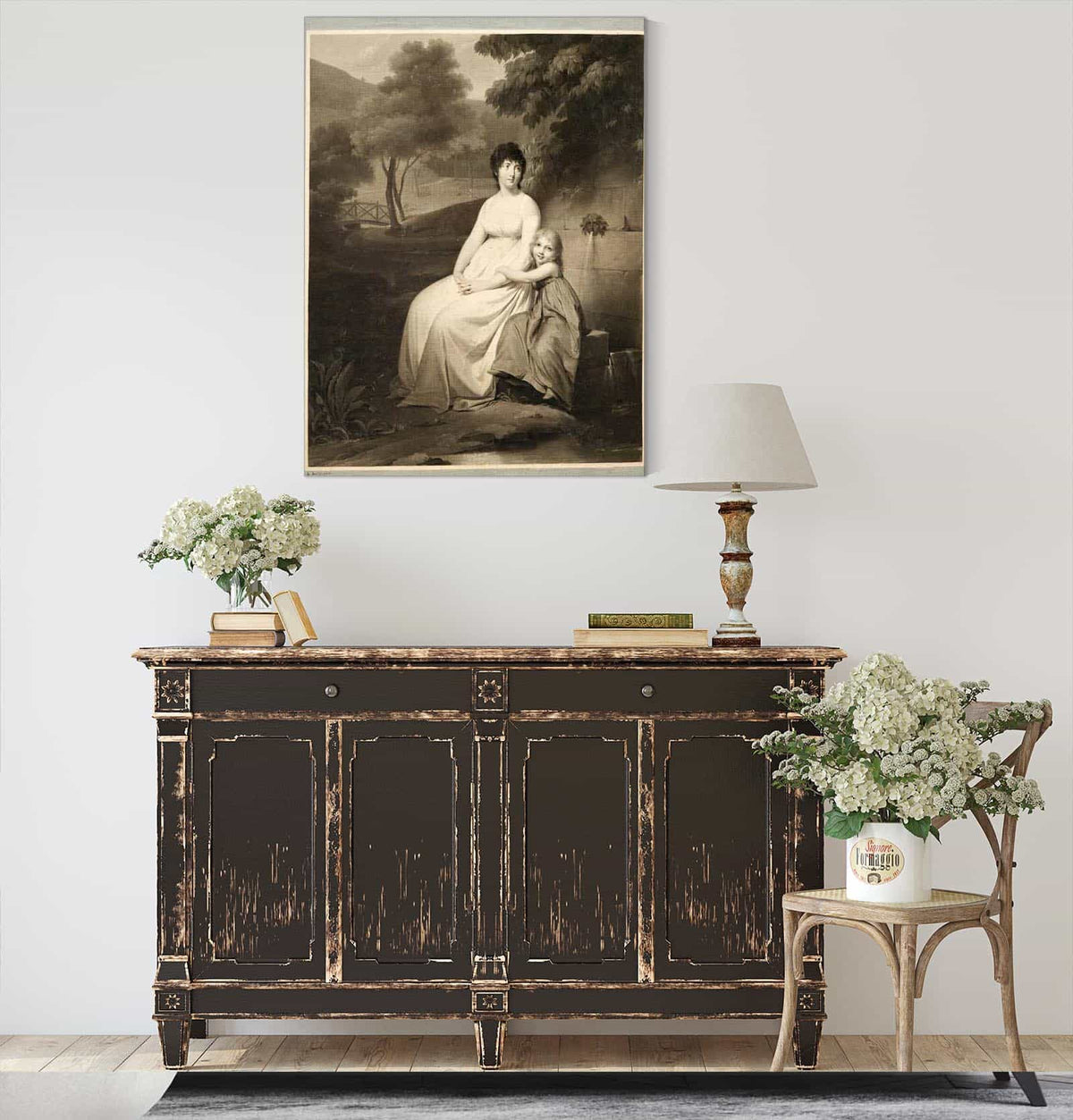 Portrait Said To Be Of Mrs Tallien And Her Daughter In A Park by Louis Leopold Boilly