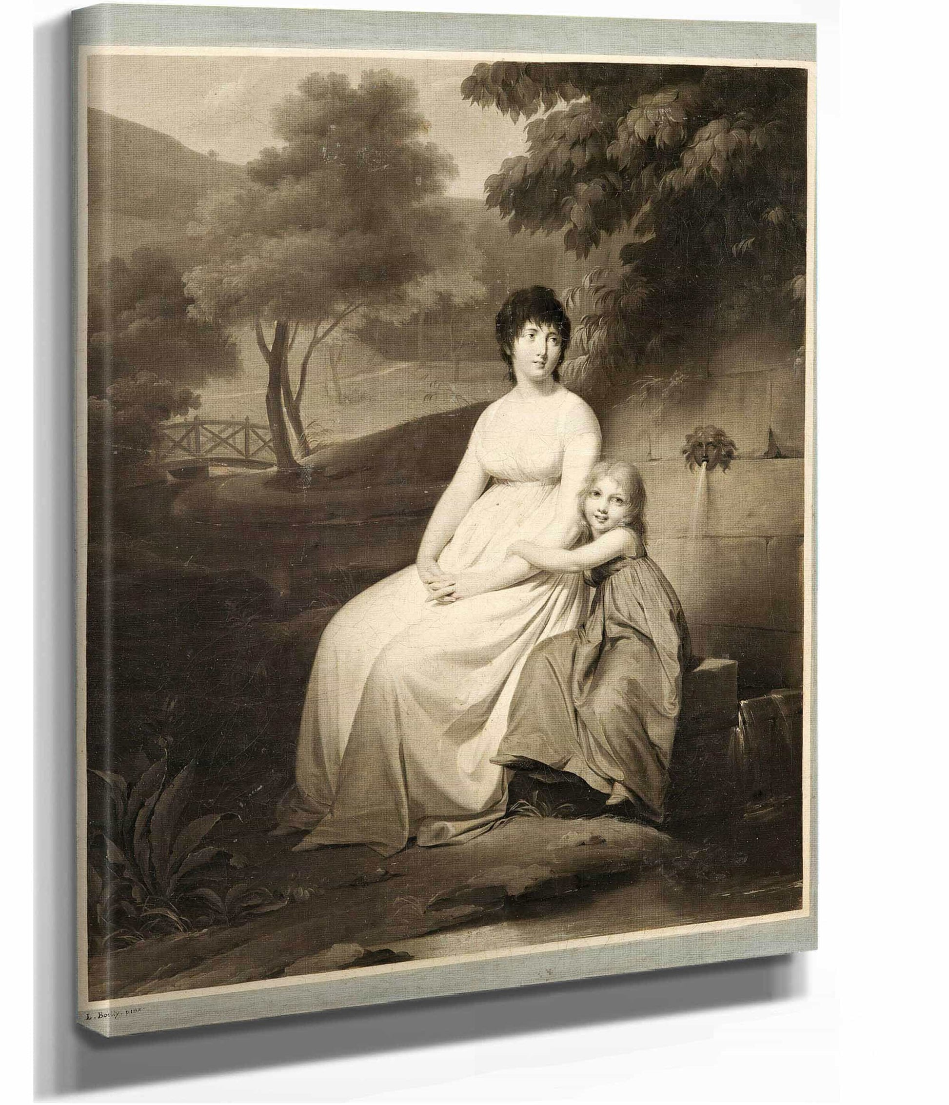 Portrait Said To Be Of Mrs Tallien And Her Daughter In A Park by Louis Leopold Boilly
