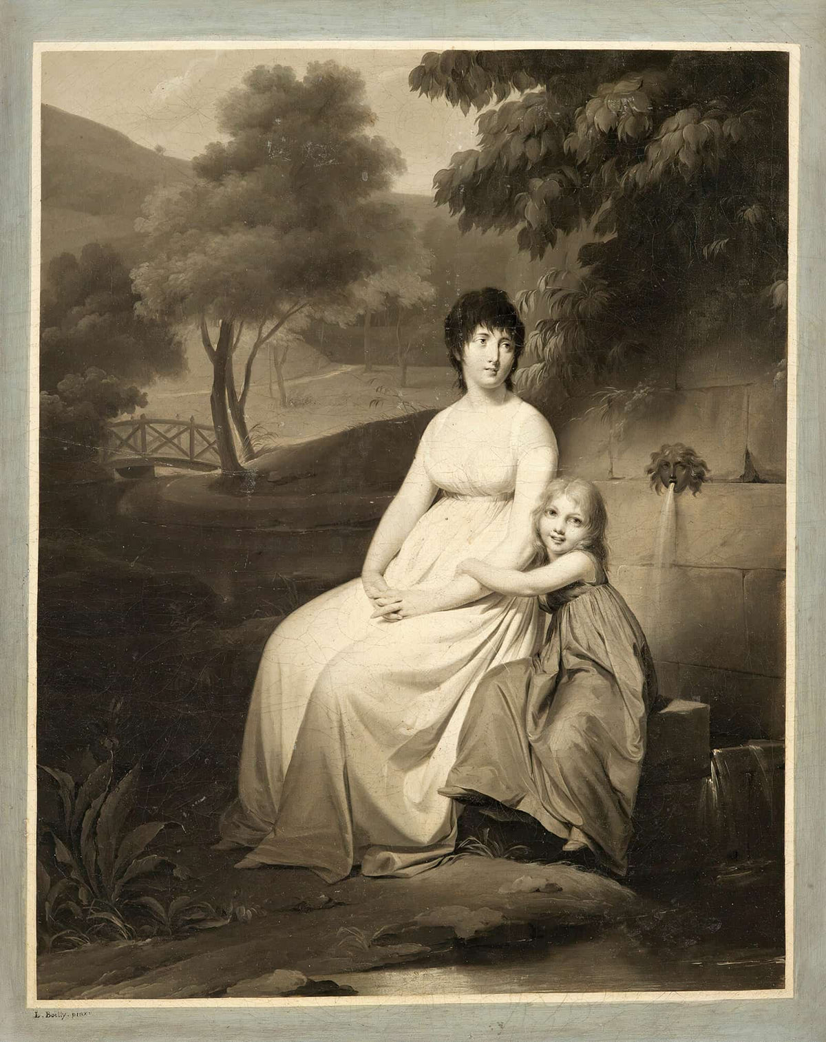 Portrait Said To Be Of Mrs Tallien And Her Daughter In A Park by Louis Leopold Boilly