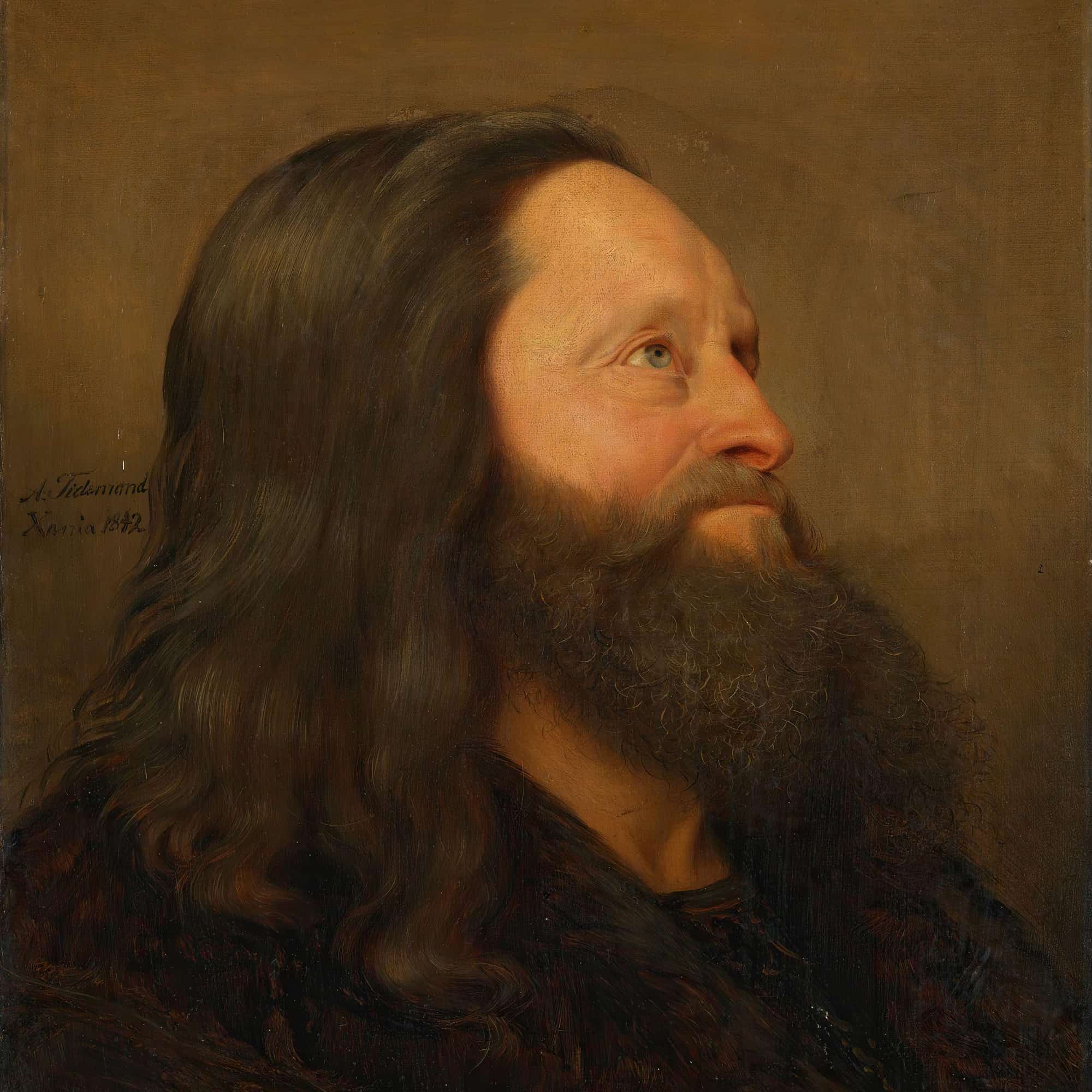 Portrait Study Of An Old Man by Adolph Tidemand