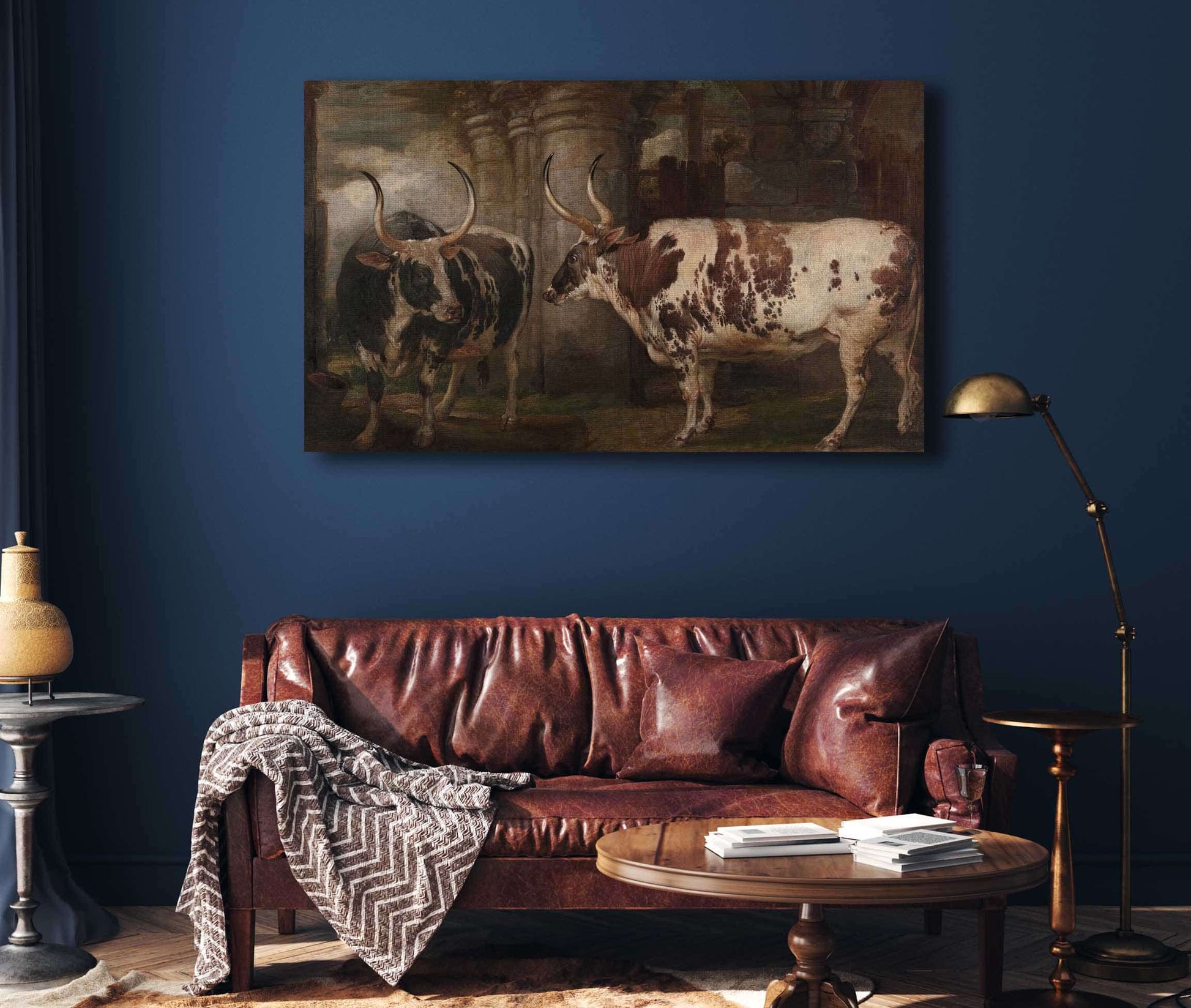 Portraits Of Two Extraordinary Oxen The Property Of The Earl Of Powis by James Ward