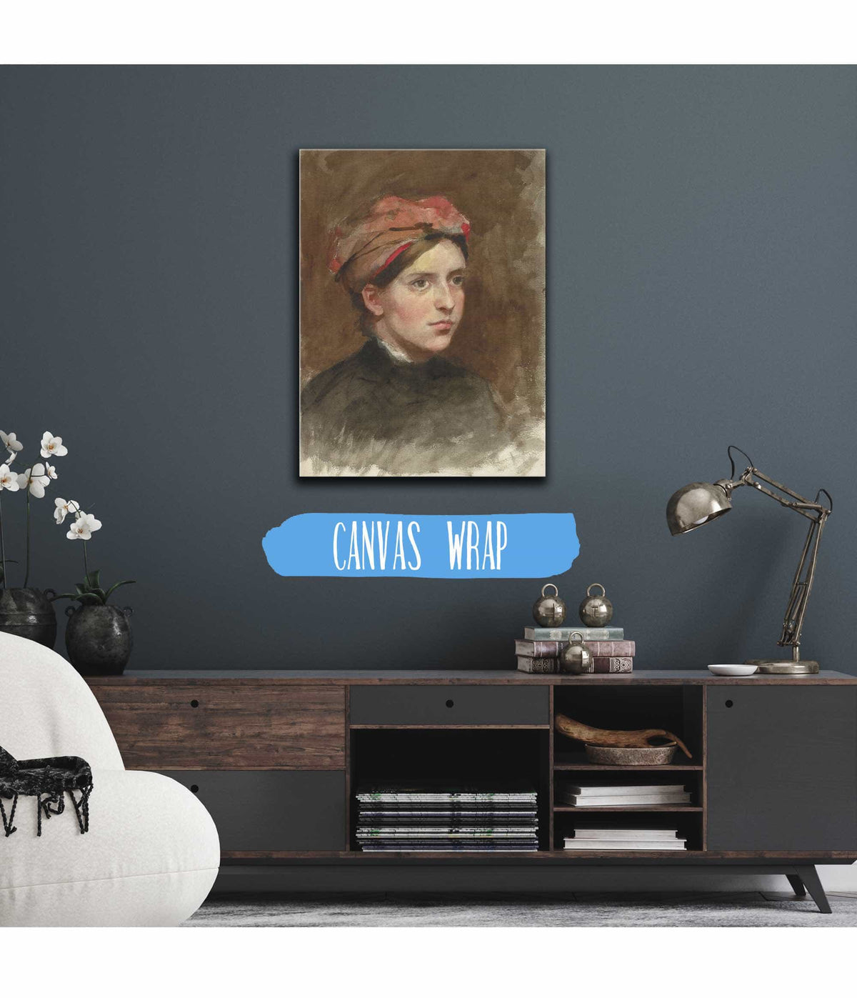 Portret Van Een Jonge Vrouw Met Een Rode Hoofddoek  by Therese Schwartze