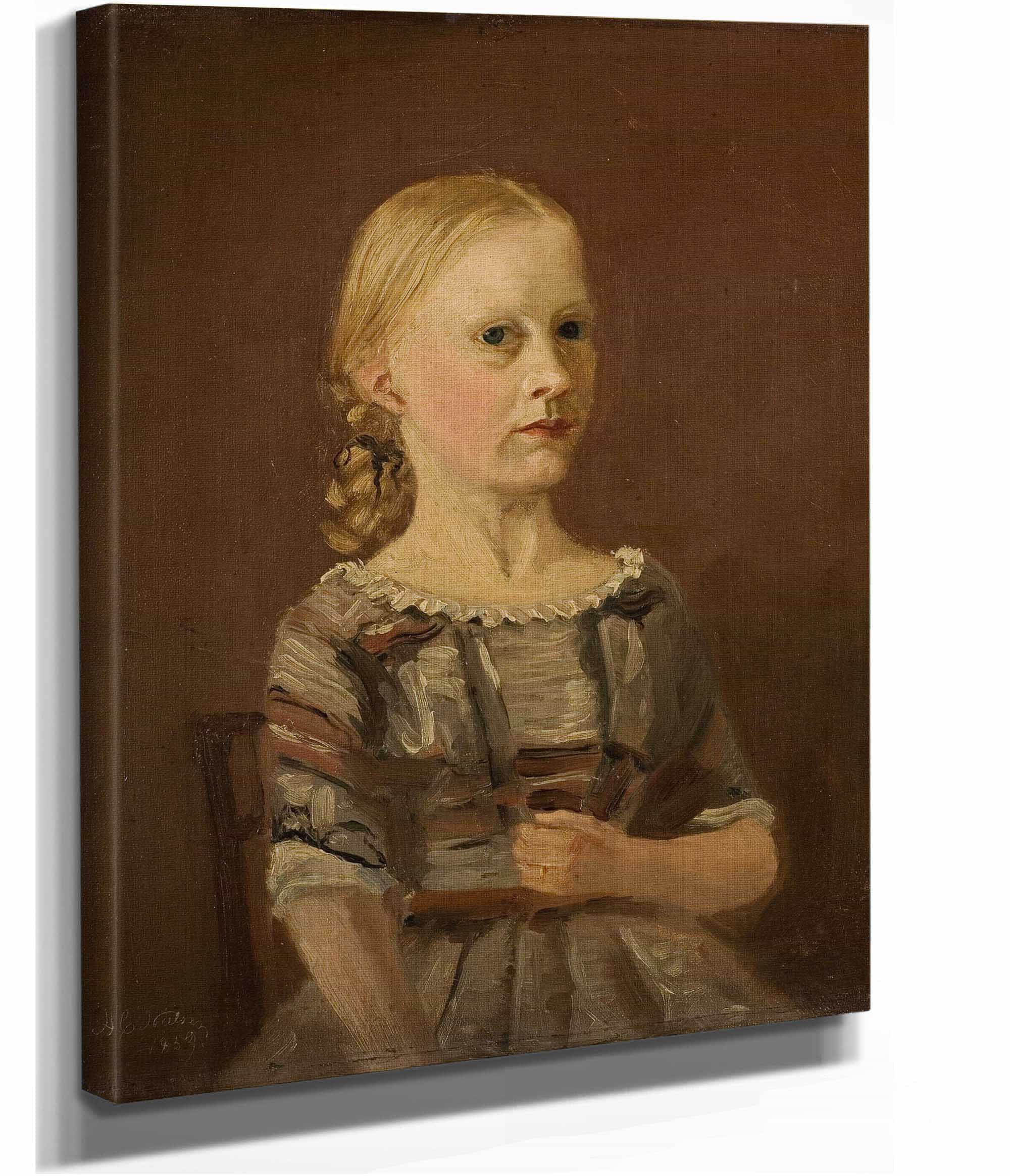 Portrett Av Kunstnerens Kusine Fru Caterine Kamstrup Ar by Amaldus Nielsen
