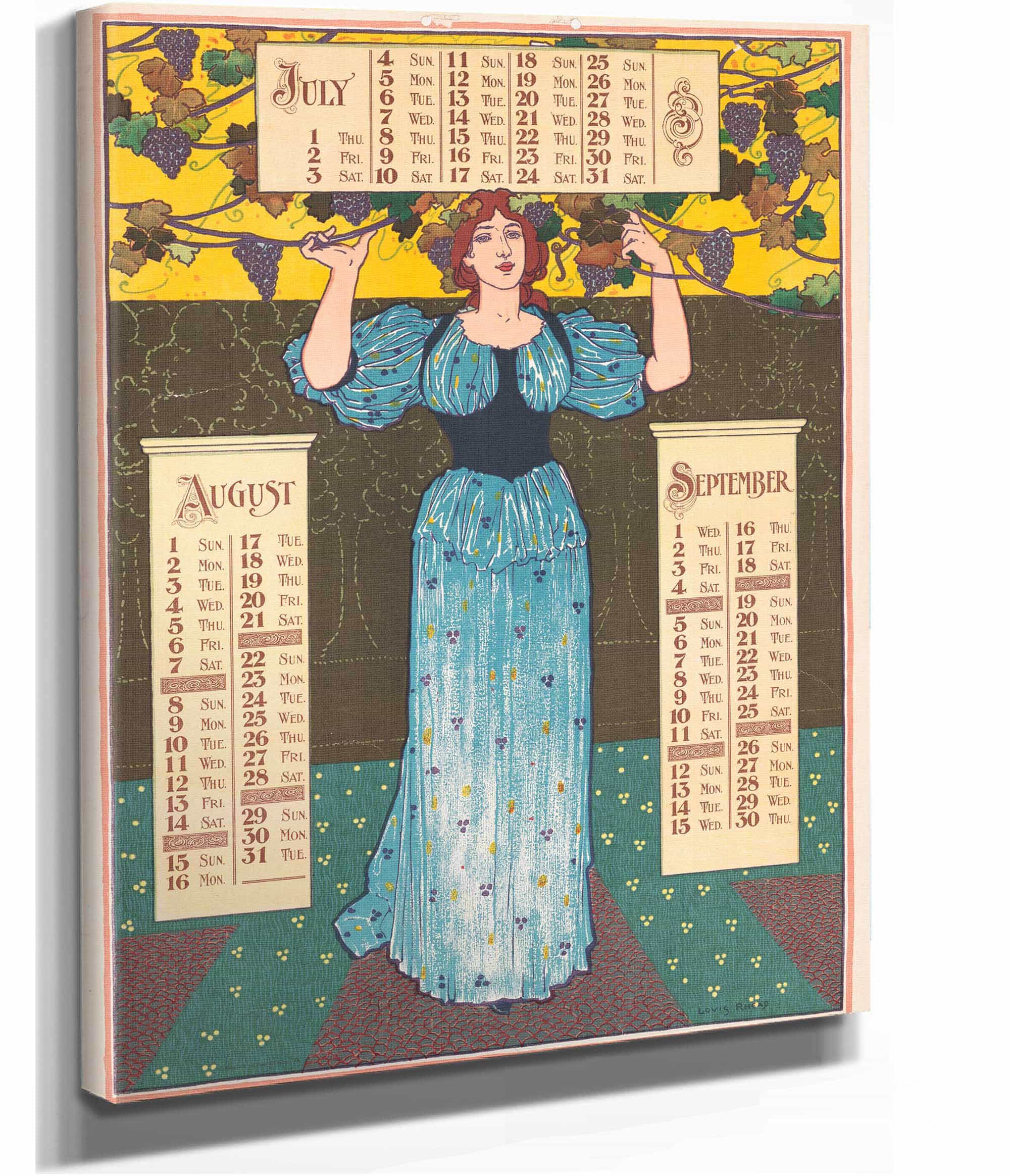 Poster Calendar For  July August September by Louis Rhead