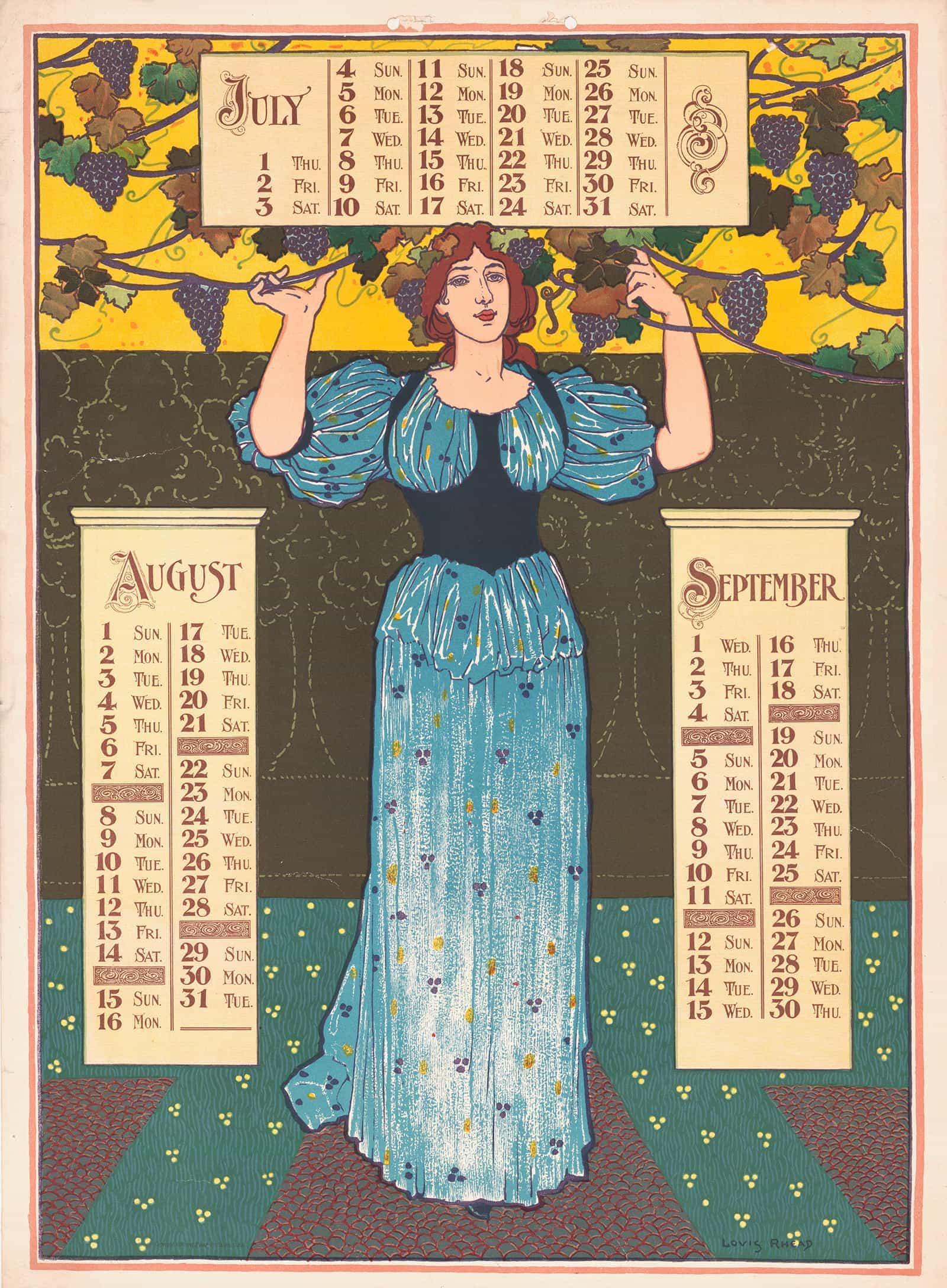 Poster Calendar For  July August September by Louis Rhead
