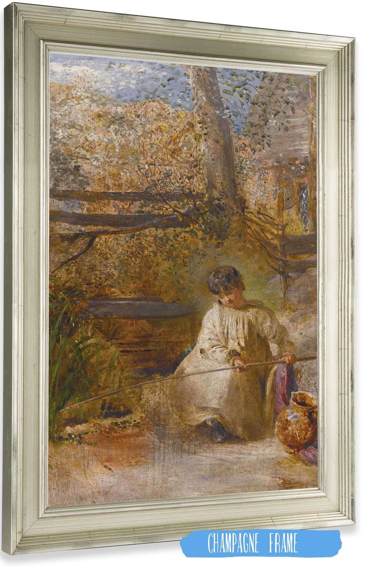 A Boy Fishing by John Linnell Posters, Prints, & Visual Artwork