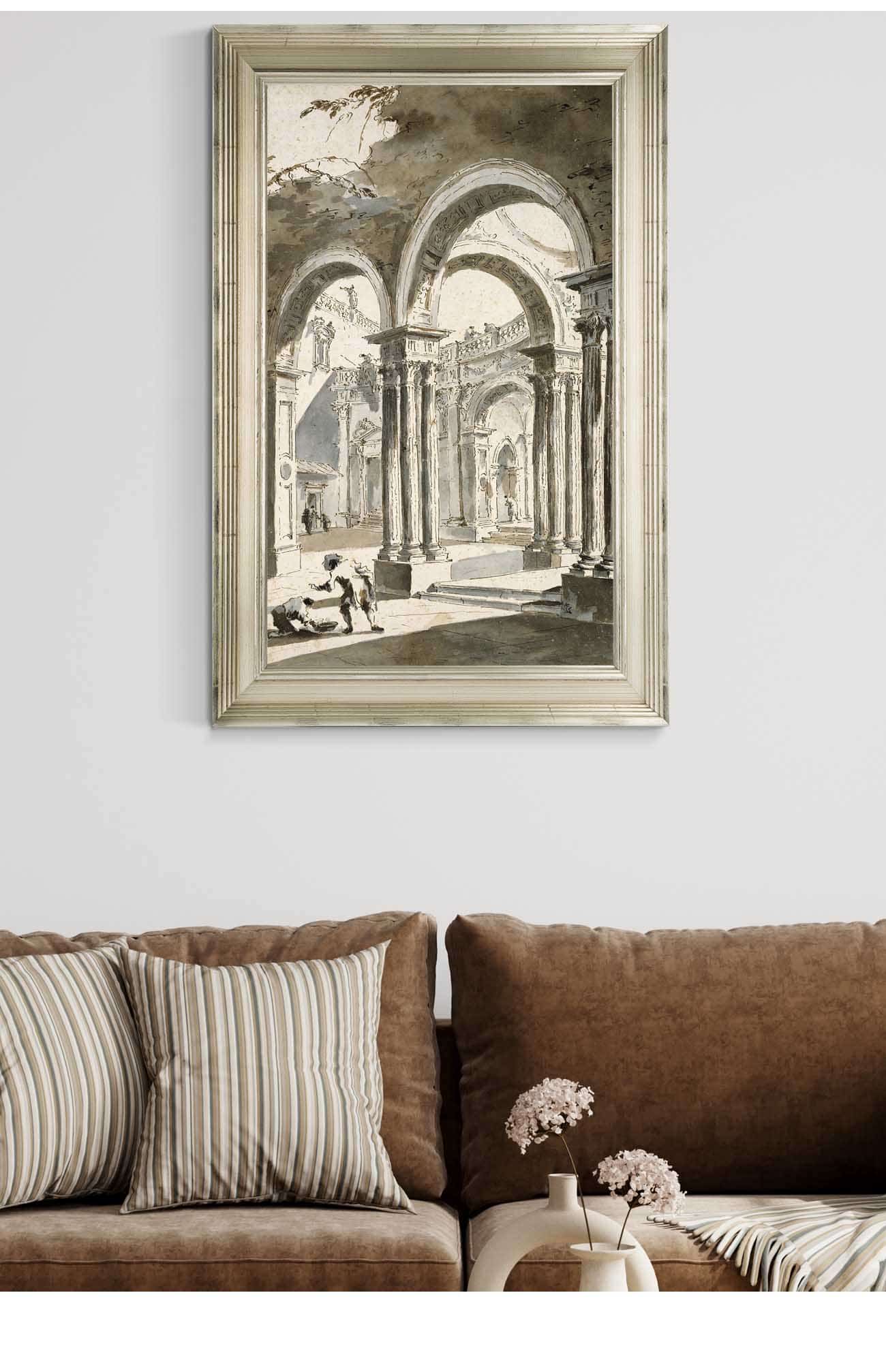 A Colonnade Partly Ruined With Figures   by Francesco Guardi Posters, Prints, & Visual Artwork