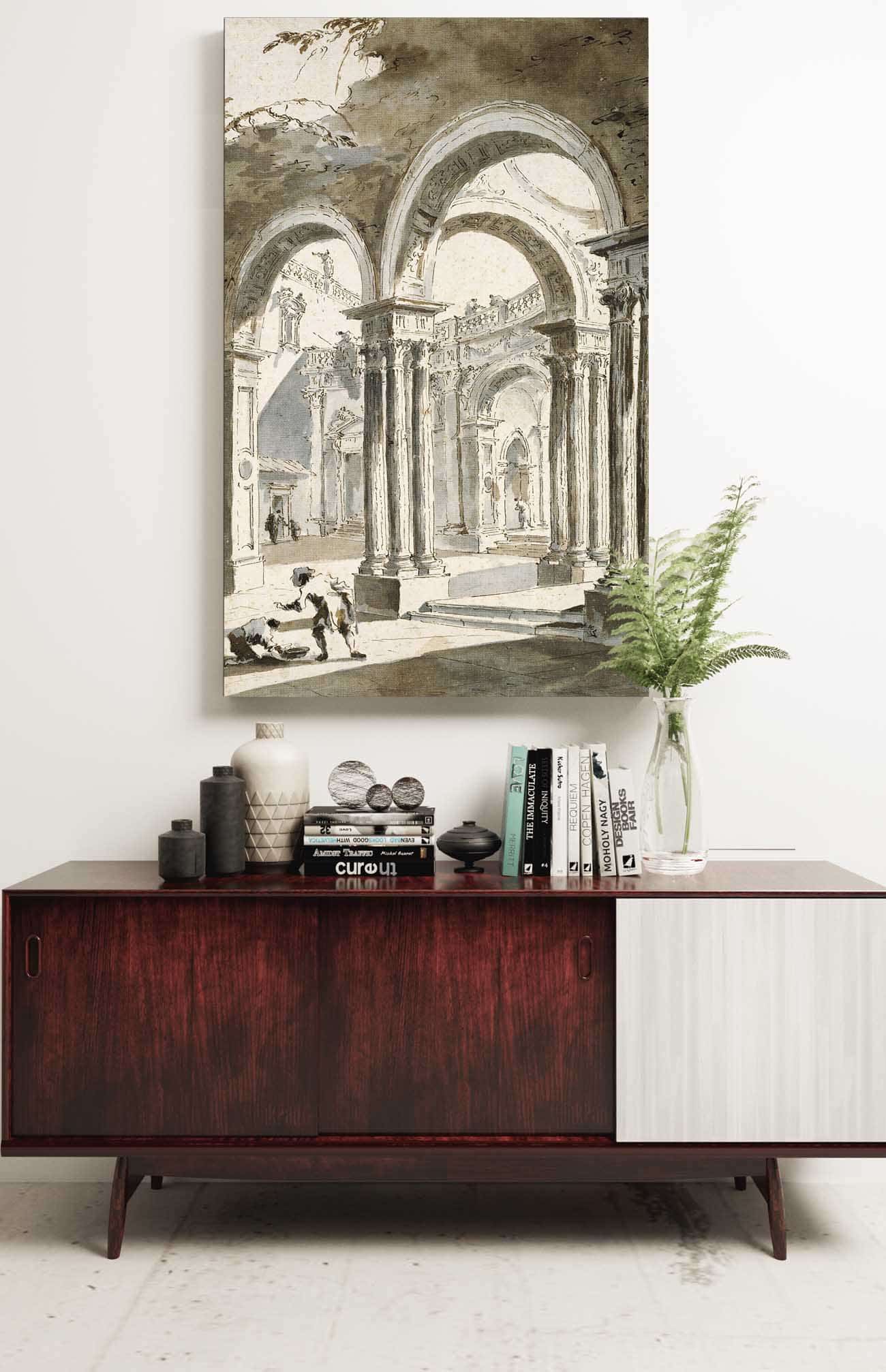 A Colonnade Partly Ruined With Figures   by Francesco Guardi Posters, Prints, & Visual Artwork