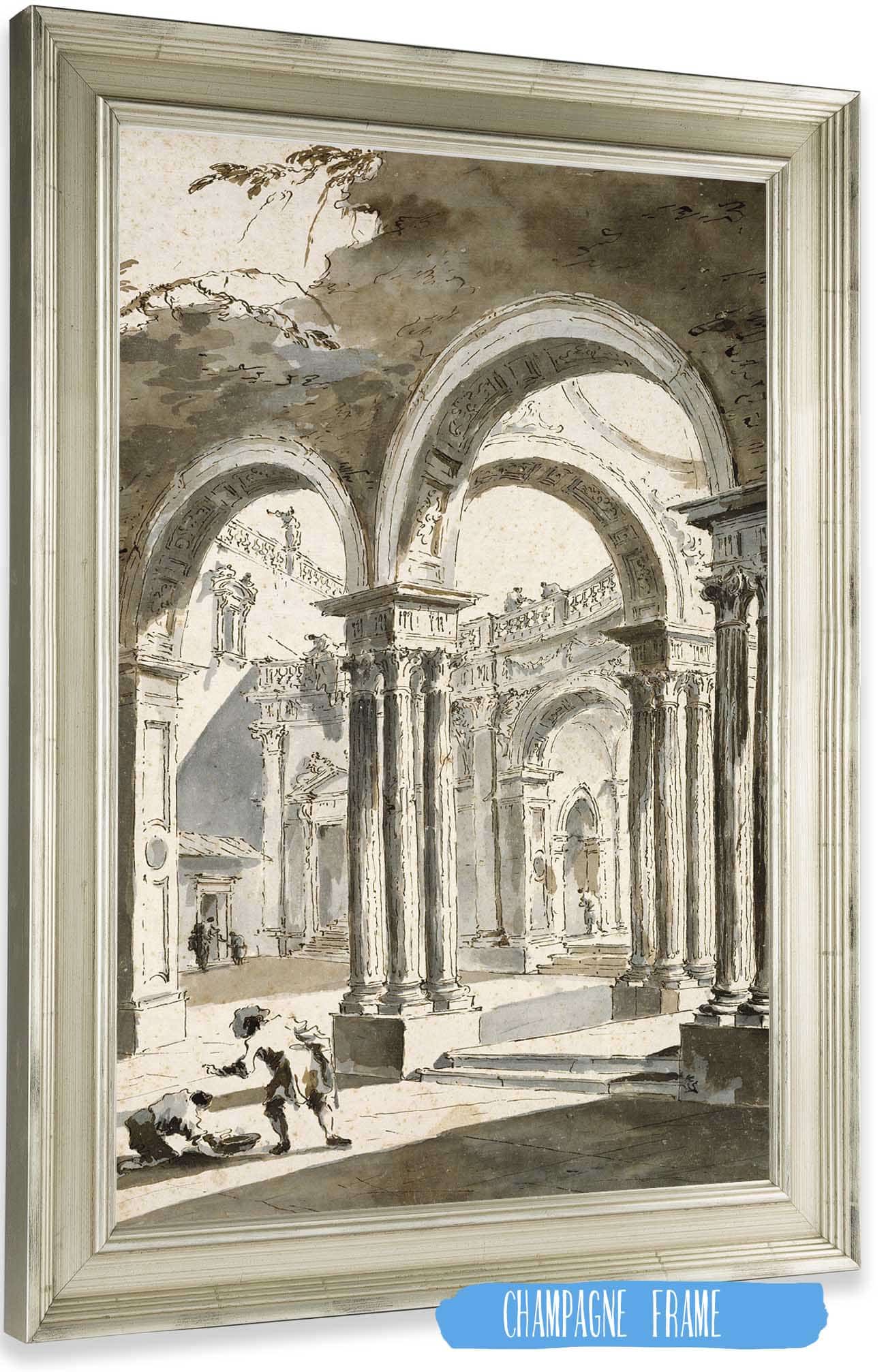 A Colonnade Partly Ruined With Figures   by Francesco Guardi Posters, Prints, & Visual Artwork