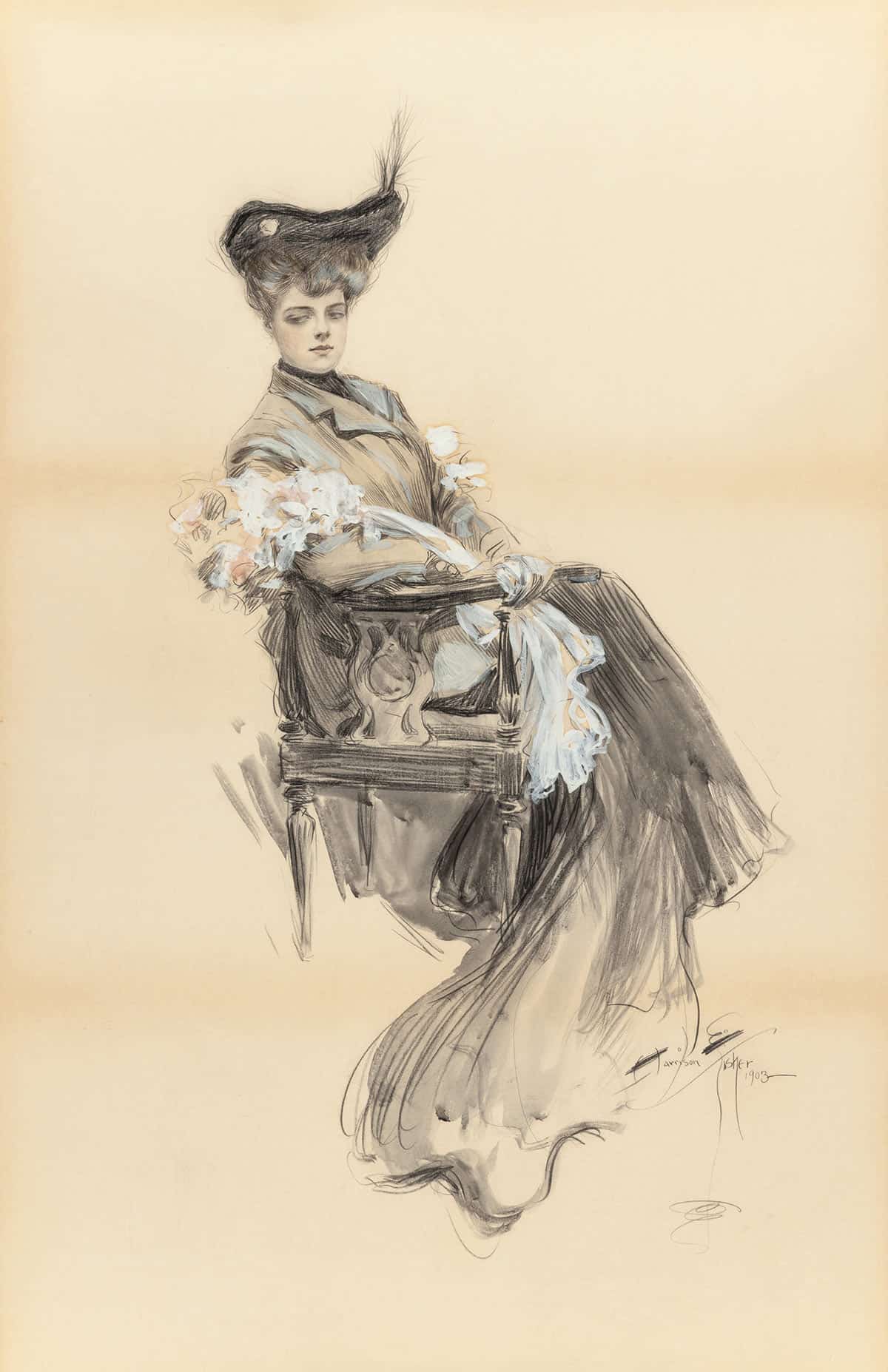 A Lady Of Leisure by Harrison Fisher Posters, Prints, & Visual Artwork
