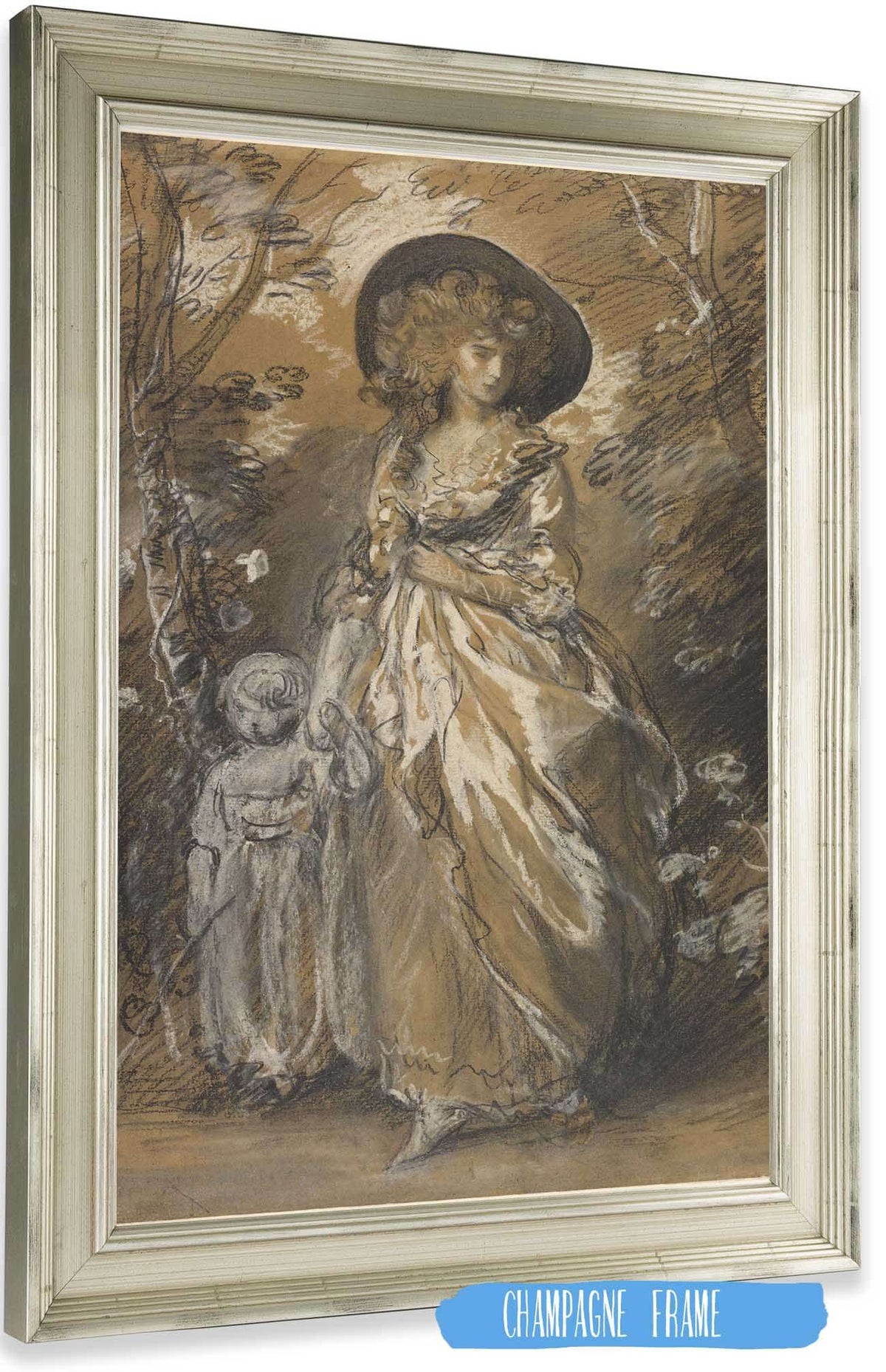 A Lady Walking In A Garden With A Child by Thomas Gainsborough Posters, Prints, & Visual Artwork