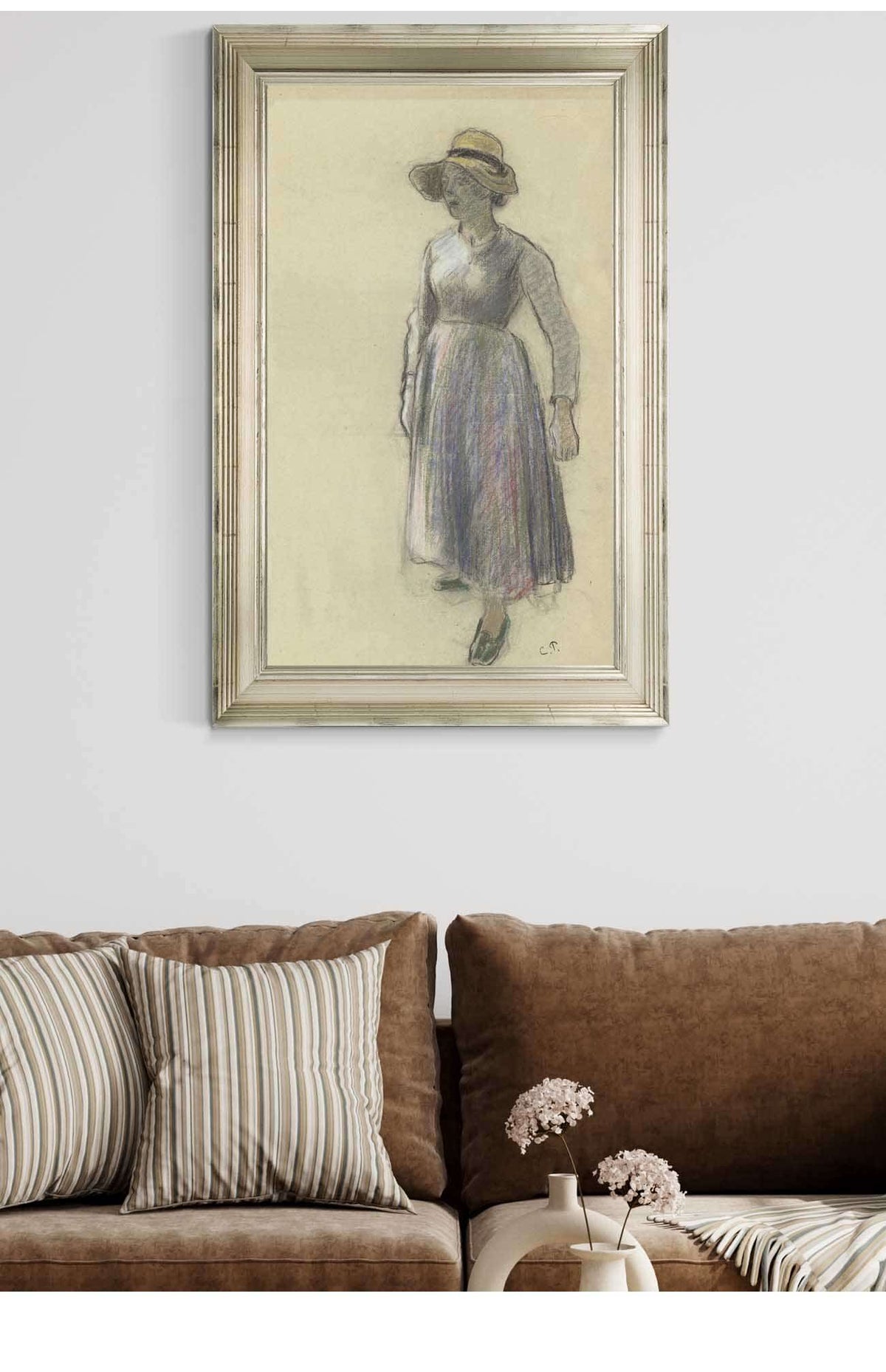 A Peasant Girl In A Straw Hat by Camille Pissarro Posters, Prints, & Visual Artwork