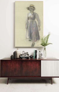 A Peasant Girl In A Straw Hat by Camille Pissarro Posters, Prints, & Visual Artwork