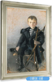 A Portrait Of A Blond Boy And Black Coat With Gold Button by Olga Boznanska Posters, Prints, & Visual Artwork