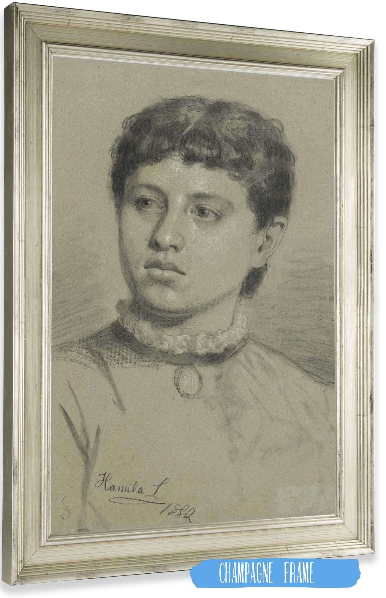 A Study Of A Portrait Of A Girl by Jozef Hanula Posters, Prints, & Visual Artwork