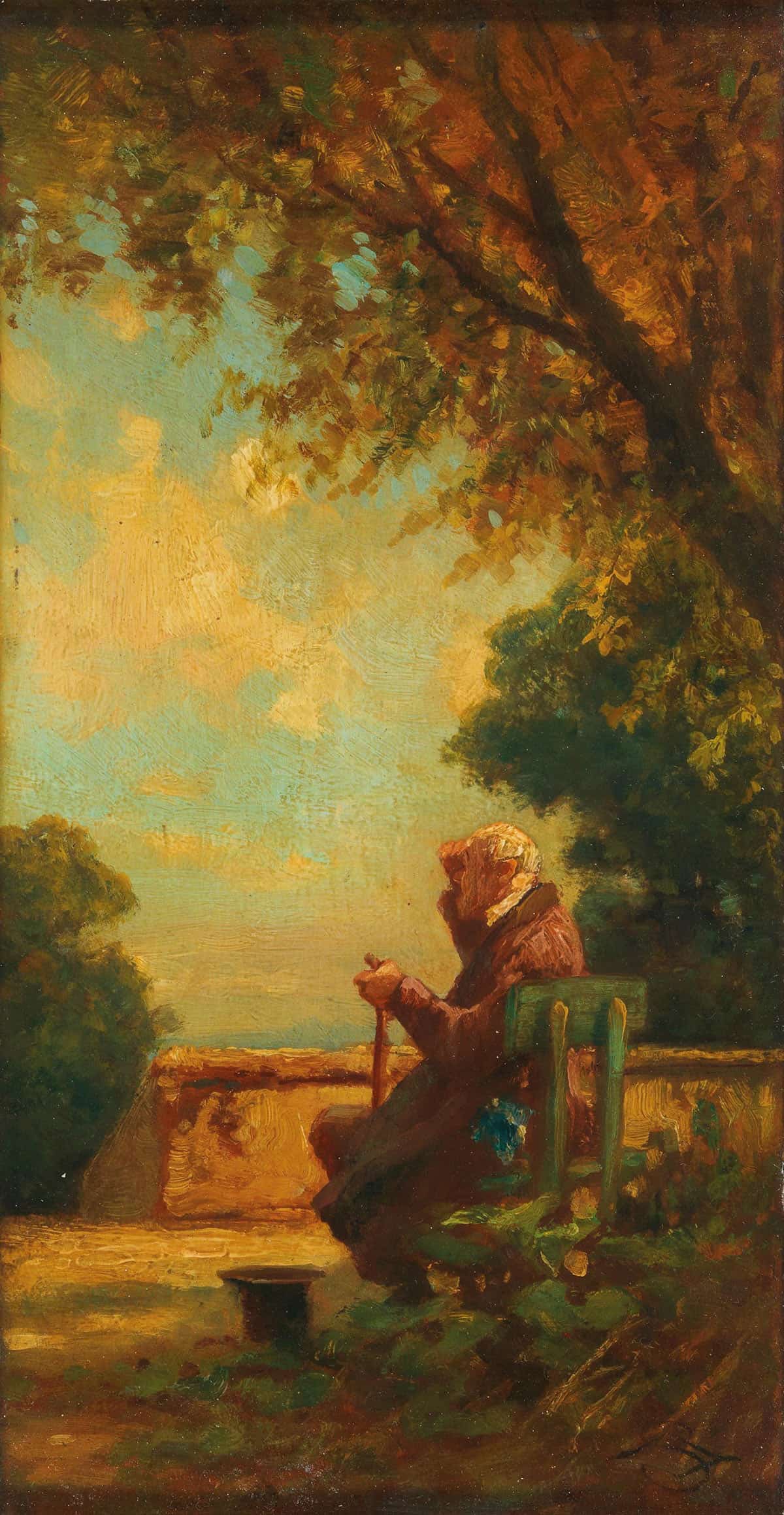 Alter Mann Auf Einer Bank C by Carl Spitzweg Posters, Prints, & Visual Artwork