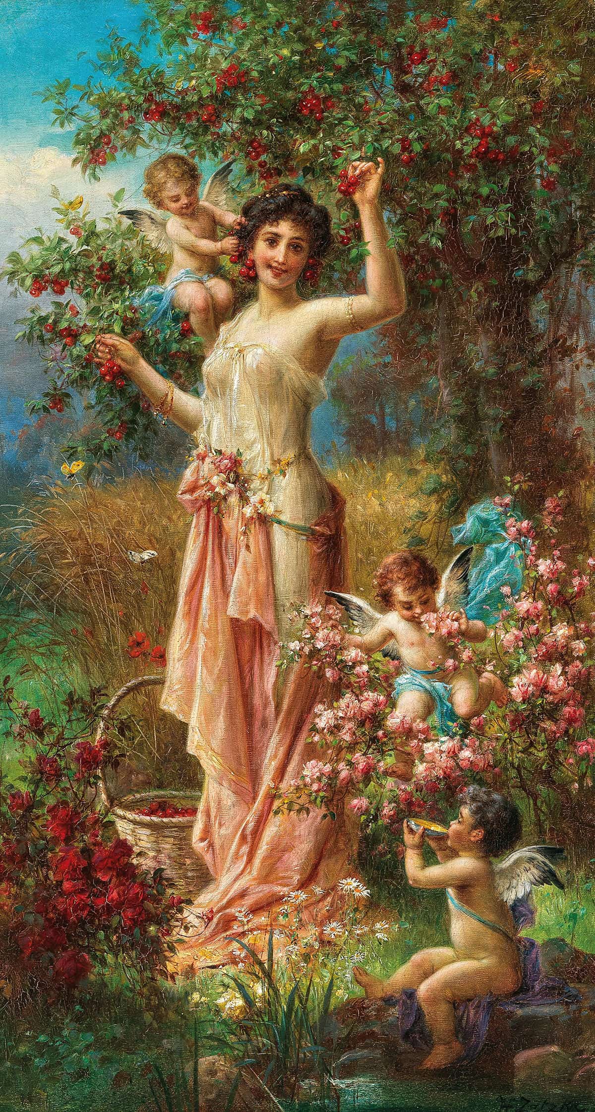 An Allegory Of Summer With Messengers Of Love by Hans Zatzka Posters, Prints, & Visual Artwork
