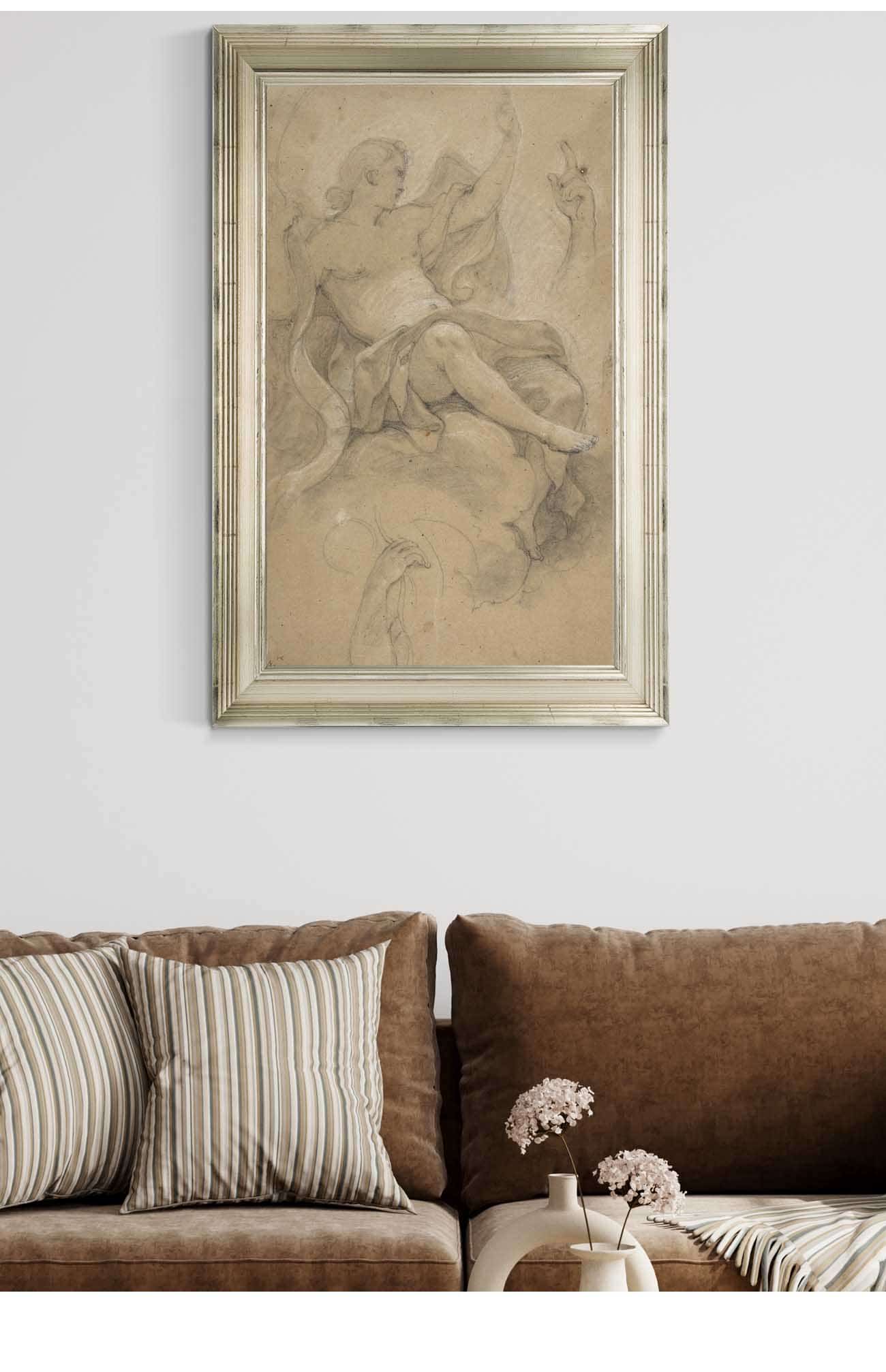Angel Holding A Banderole by Charles Joseph Natoire Posters, Prints, & Visual Artwork