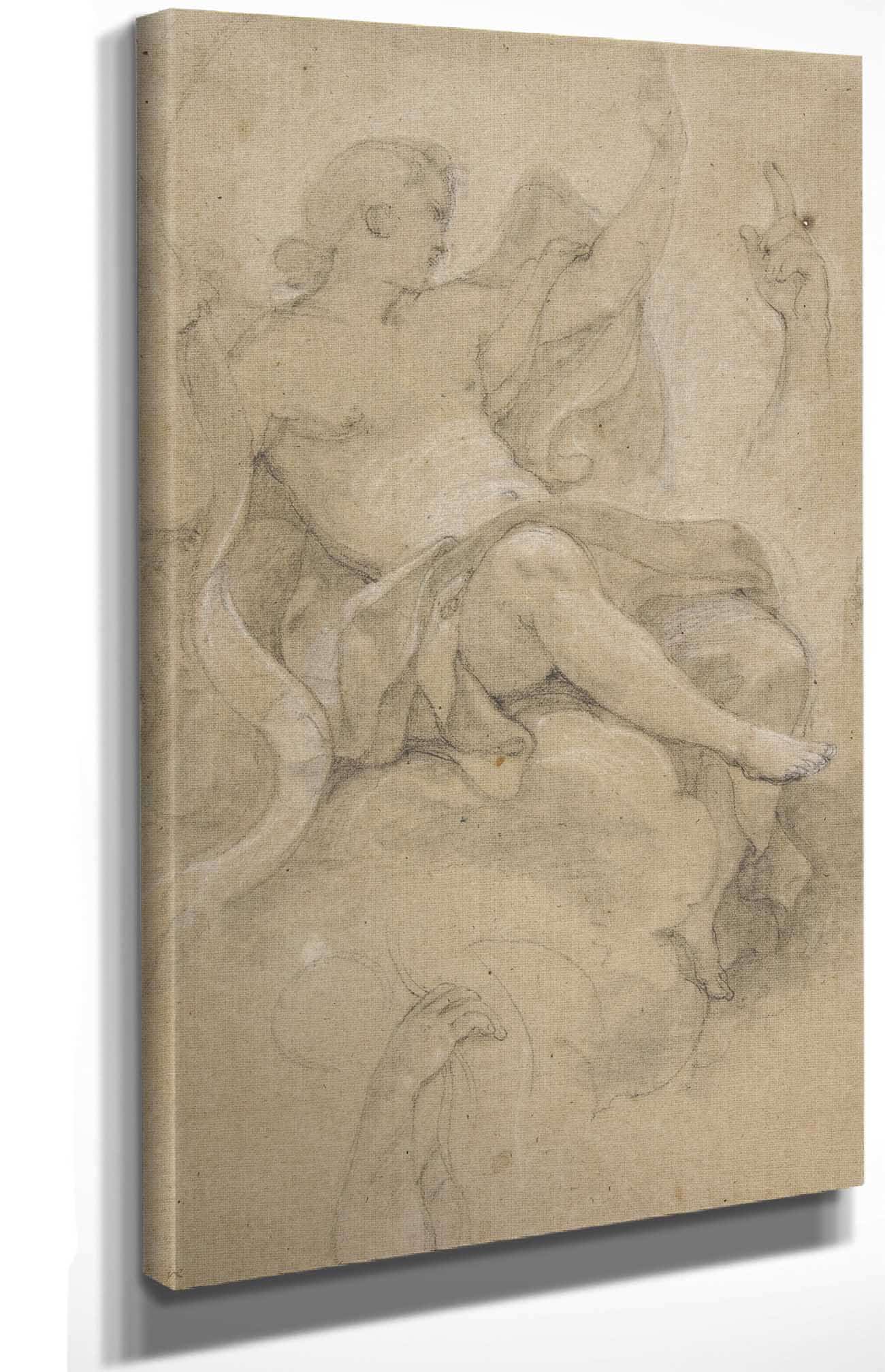 Angel Holding A Banderole by Charles Joseph Natoire Posters, Prints, & Visual Artwork