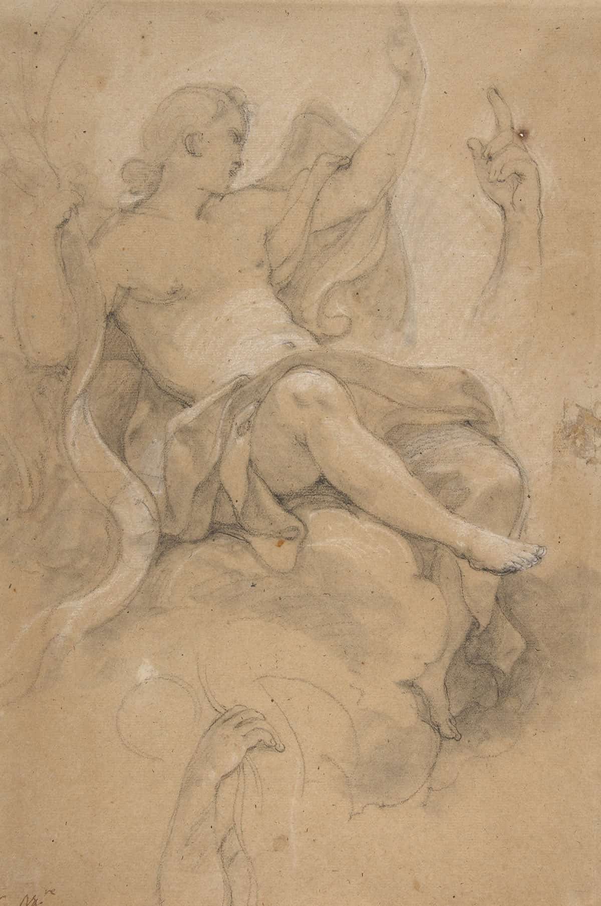 Angel Holding A Banderole by Charles Joseph Natoire Posters, Prints, & Visual Artwork