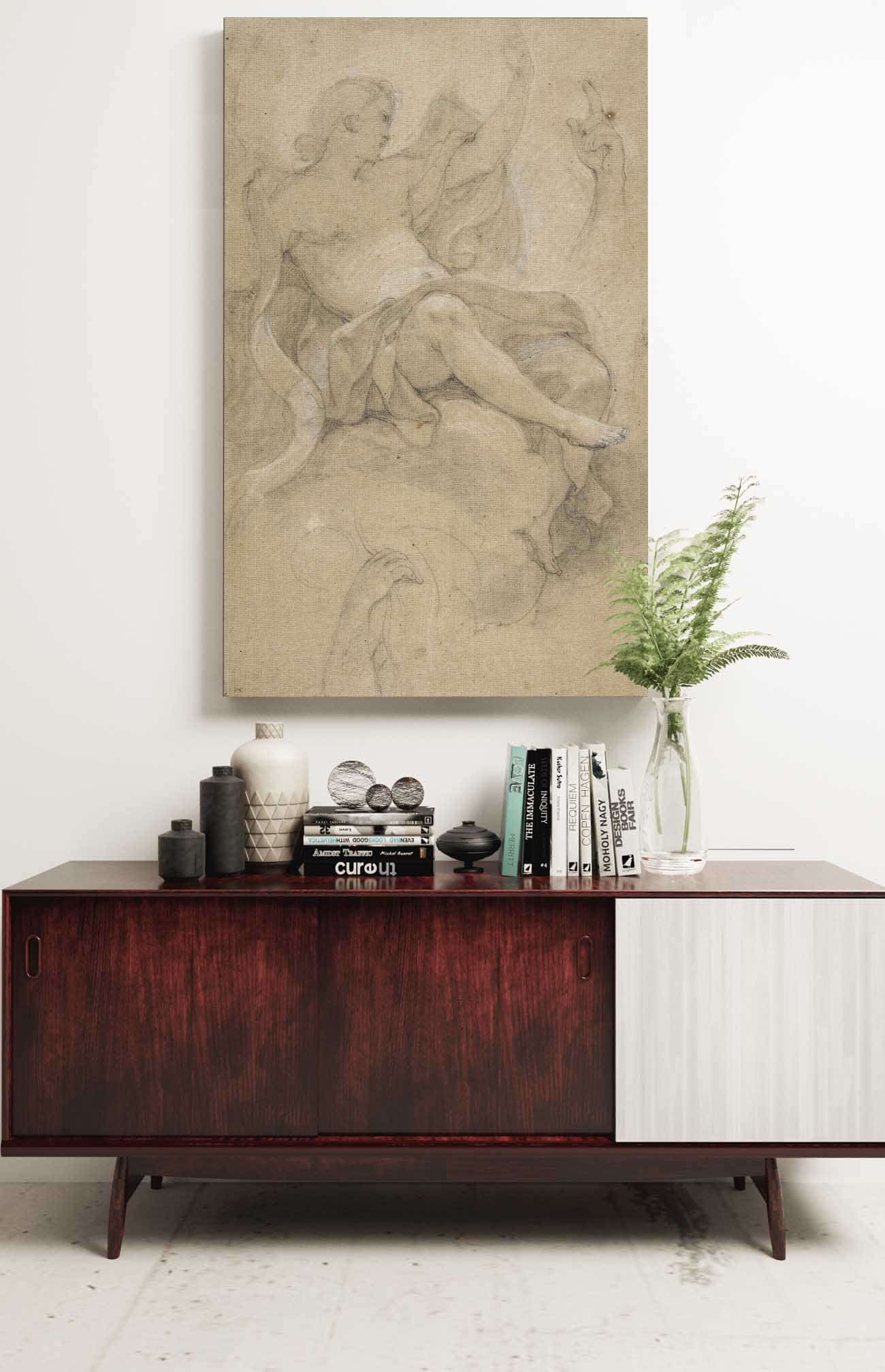 Angel Holding A Banderole by Charles Joseph Natoire Posters, Prints, & Visual Artwork