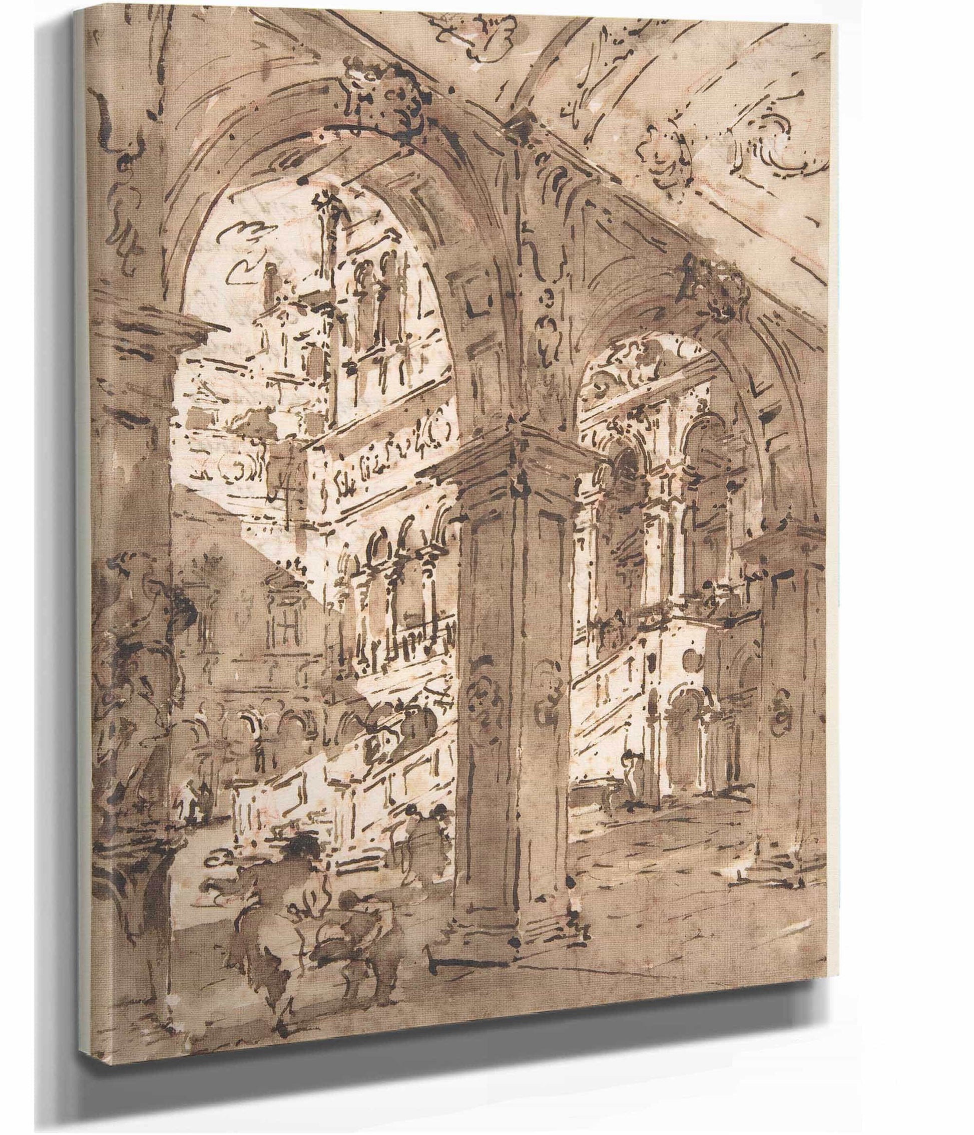 Architectural Capriccio Courtyard Of A Palace   by Francesco Guardi Posters, Prints, & Visual Artwork