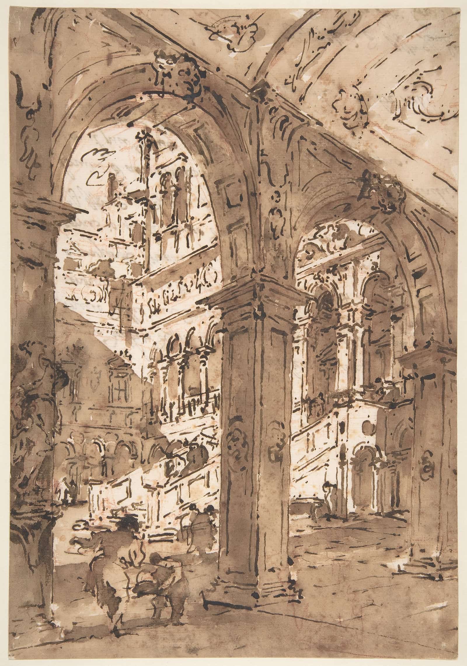 Architectural Capriccio Courtyard Of A Palace   by Francesco Guardi Posters, Prints, & Visual Artwork