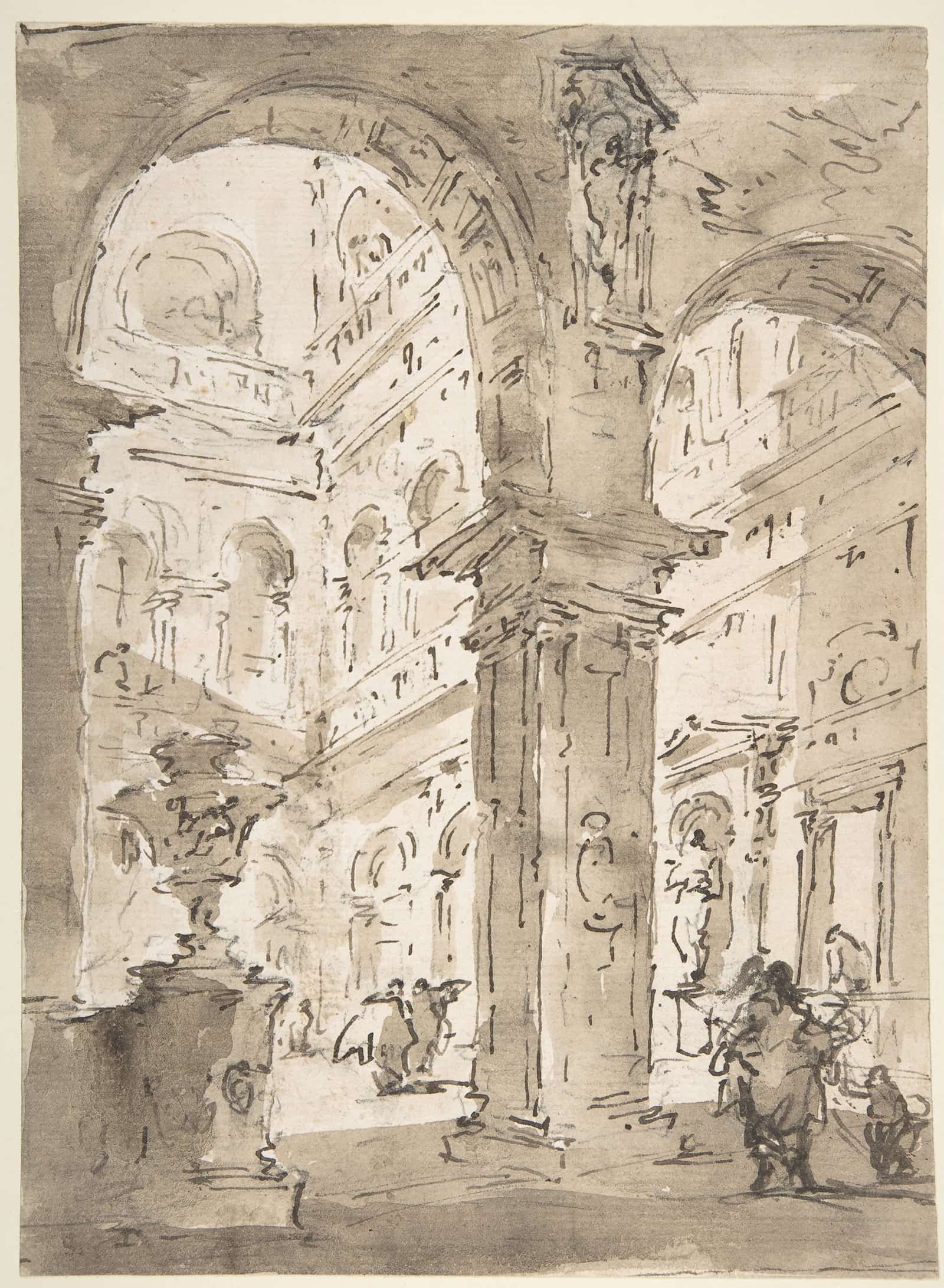 Architectural Capriccio Courtyard Of A Palace   by Francesco Guardi Posters, Prints, & Visual Artwork