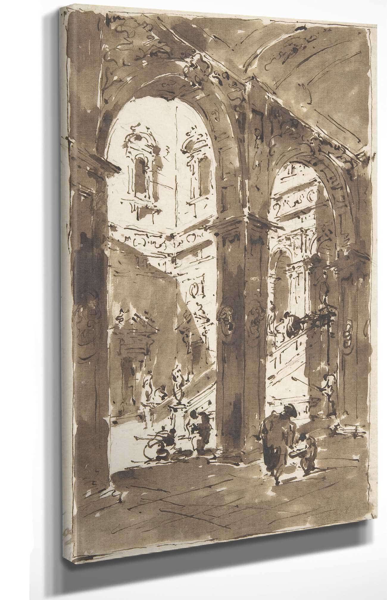 Architectural Capriccio Courtyard Of A Palace   by Francesco Guardi Posters, Prints, & Visual Artwork