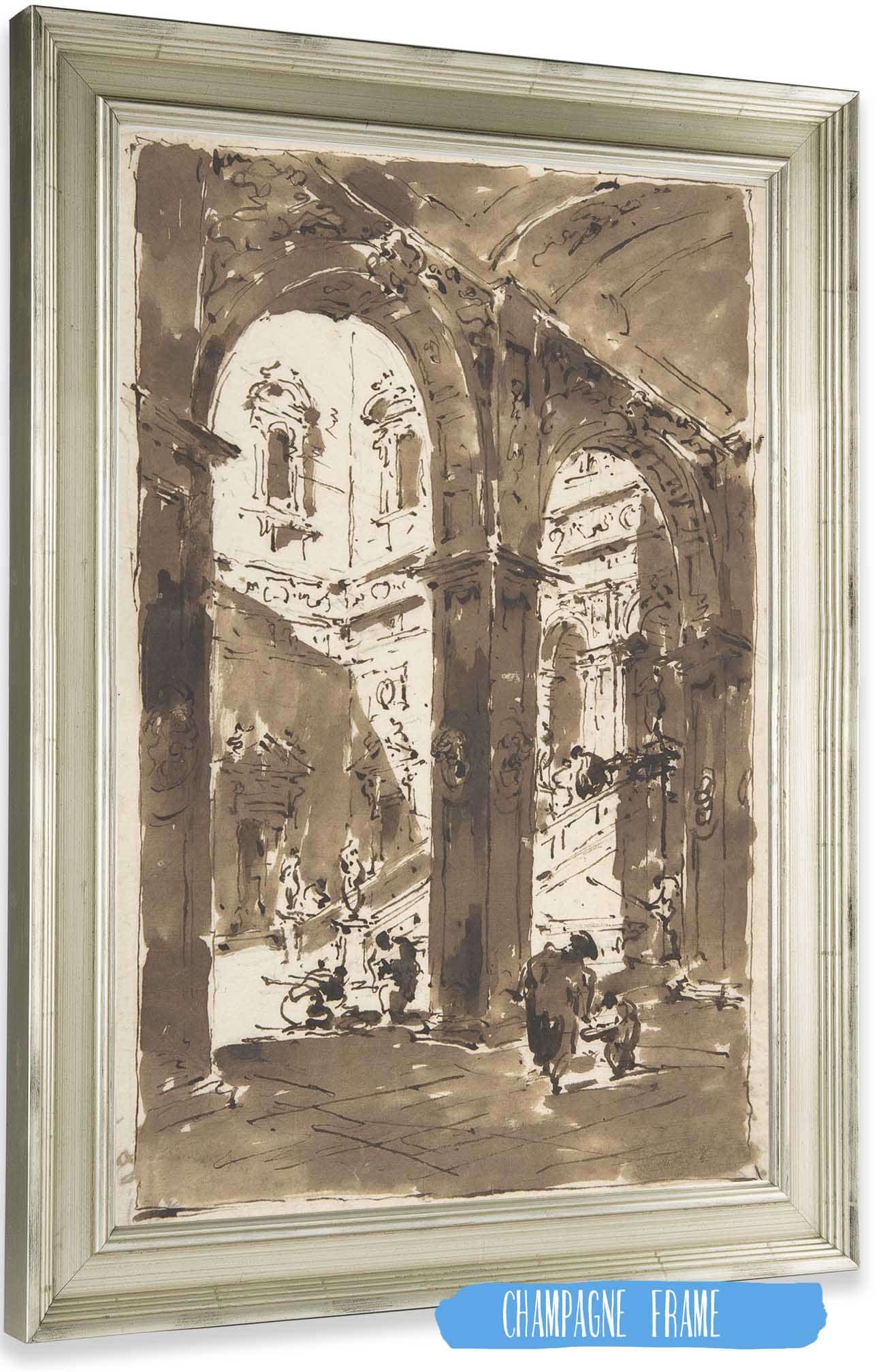 Architectural Capriccio Courtyard Of A Palace   by Francesco Guardi Posters, Prints, & Visual Artwork