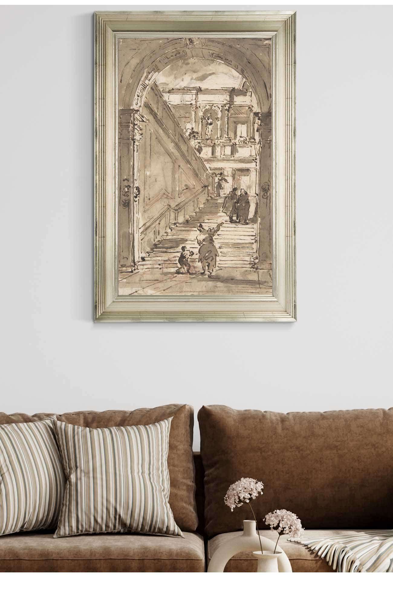 Architectural Fantasy Figures On A Grand Staircase   by Francesco Guardi Posters, Prints, & Visual Artwork