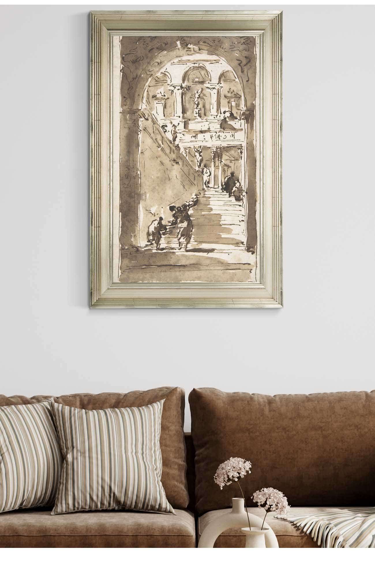 Architectural Fantasy Figures On A Grand Staircase   by Francesco Guardi Posters, Prints, & Visual Artwork