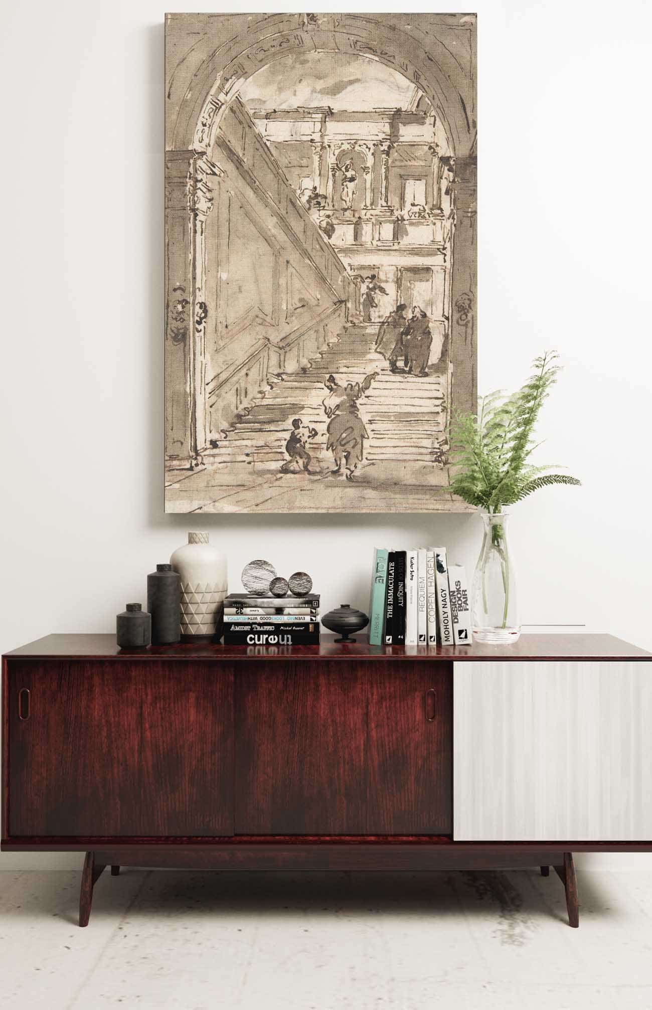 Architectural Fantasy Figures On A Grand Staircase   by Francesco Guardi Posters, Prints, & Visual Artwork