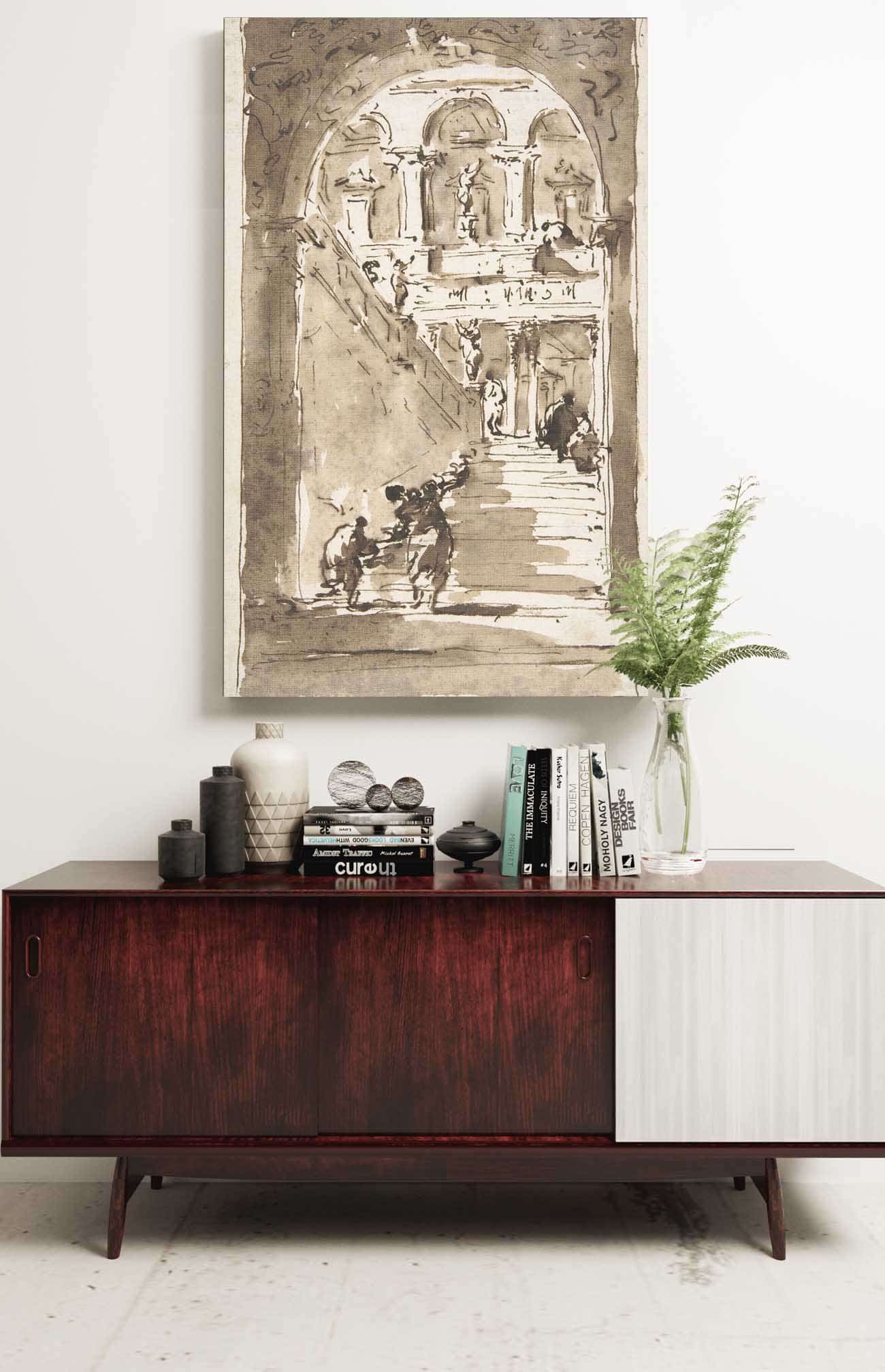 Architectural Fantasy Figures On A Grand Staircase   by Francesco Guardi Posters, Prints, & Visual Artwork