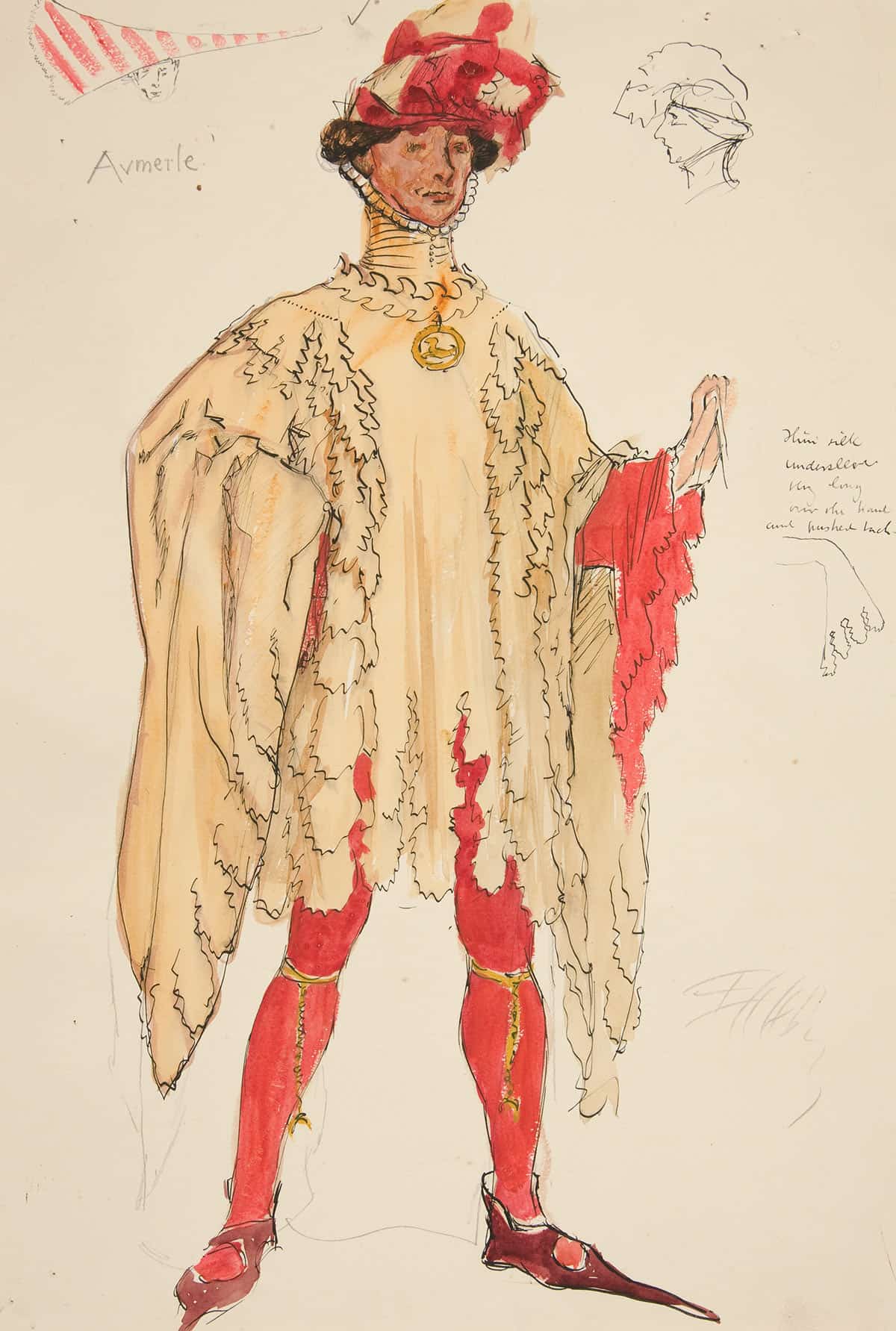 Aumerle Costume Sketch For Henry Irvings Planned Productino Of King Richard Ii by Edwin Austin Abbey Posters, Prints, & Visual Artwork