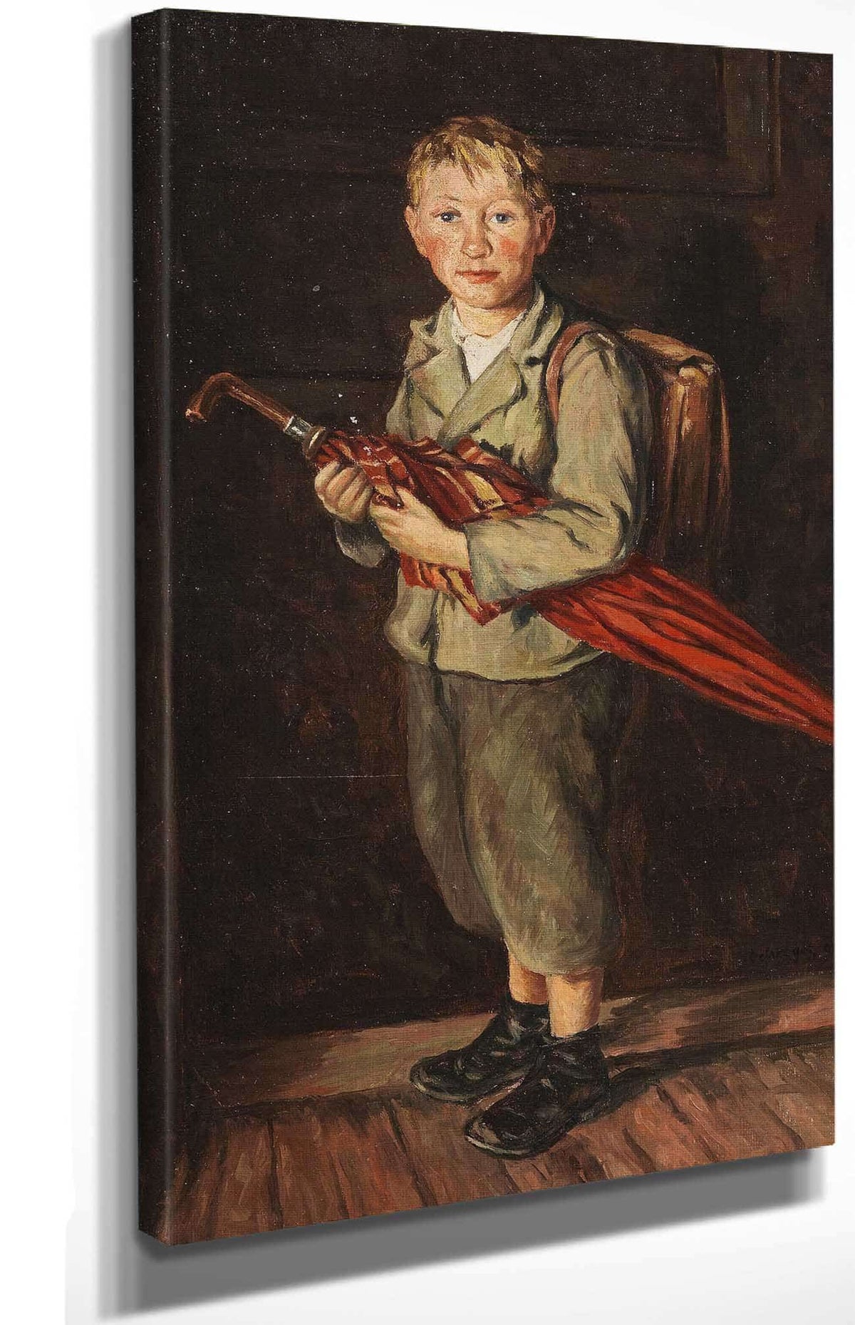 Bauernbub Mit Schirm Und Ranzen by Franz Von Defregger Posters, Prints, & Visual Artwork