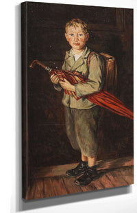 Bauernbub Mit Schirm Und Ranzen by Franz Von Defregger Posters, Prints, & Visual Artwork