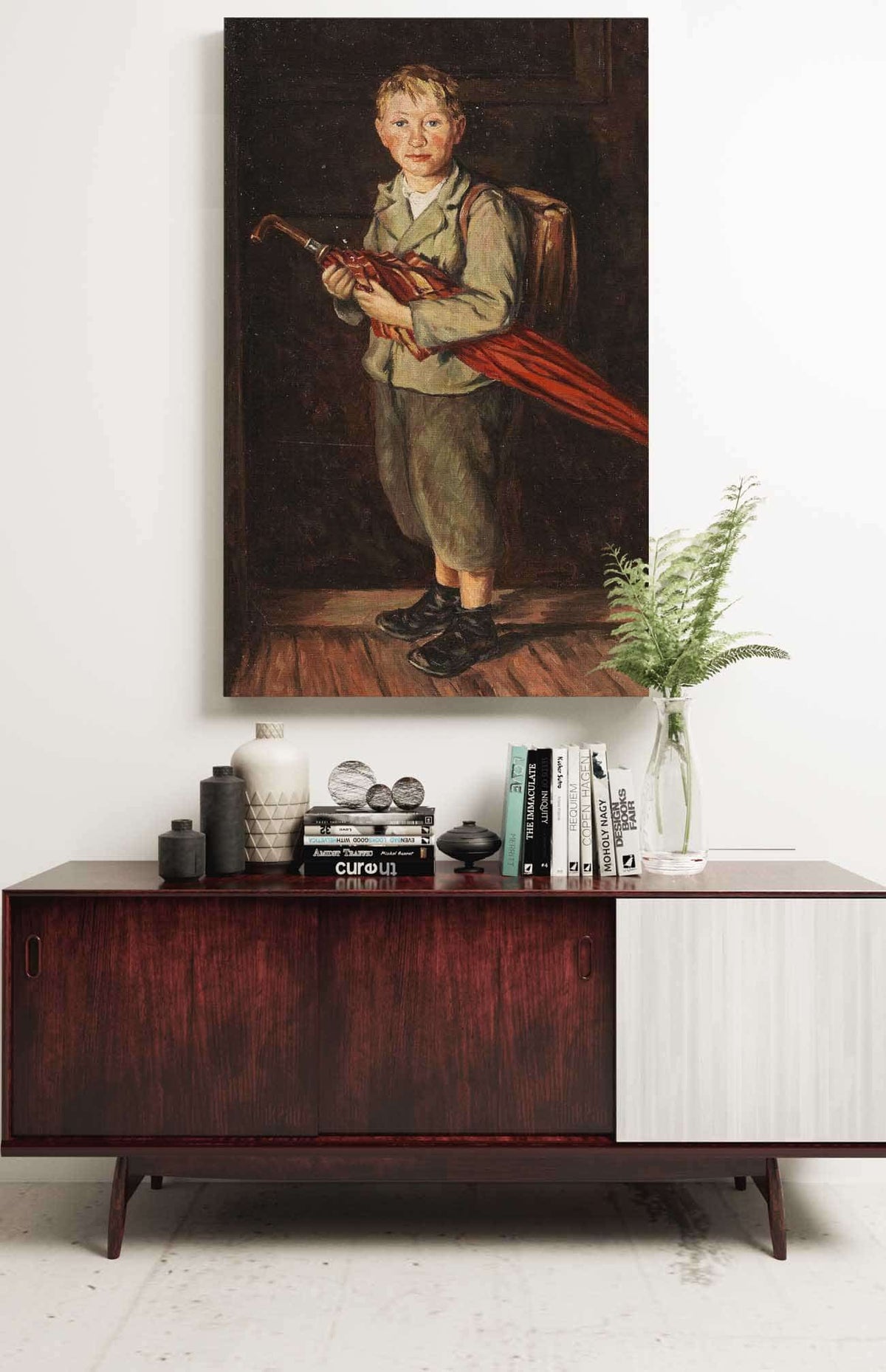 Bauernbub Mit Schirm Und Ranzen by Franz Von Defregger Posters, Prints, & Visual Artwork