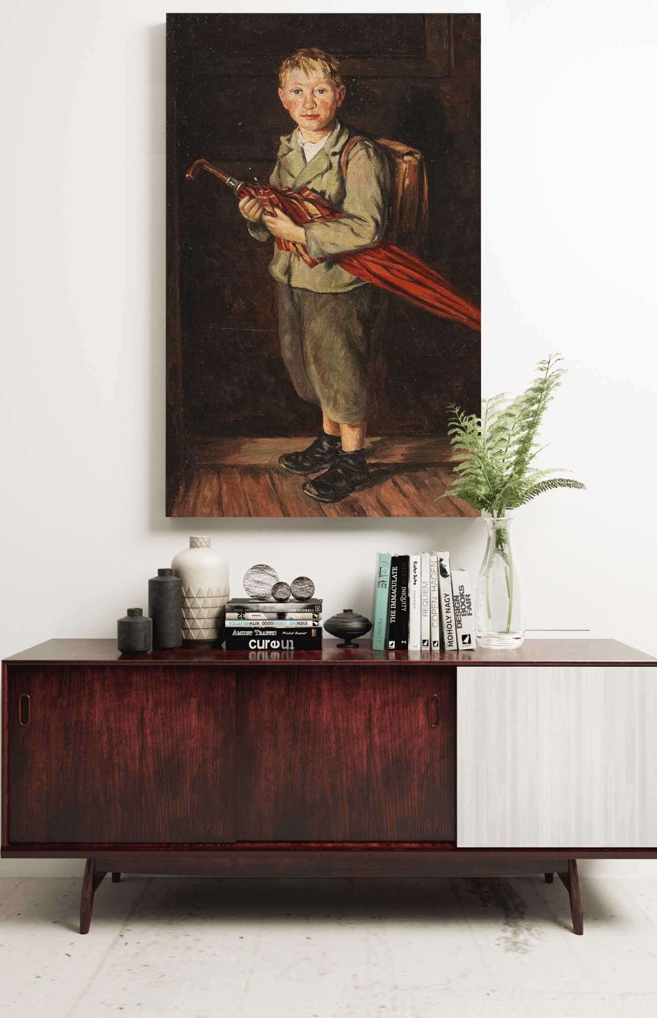 Bauernbub Mit Schirm Und Ranzen by Franz Von Defregger Posters, Prints, & Visual Artwork