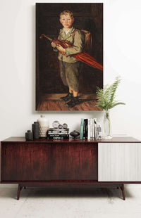 Bauernbub Mit Schirm Und Ranzen by Franz Von Defregger Posters, Prints, & Visual Artwork