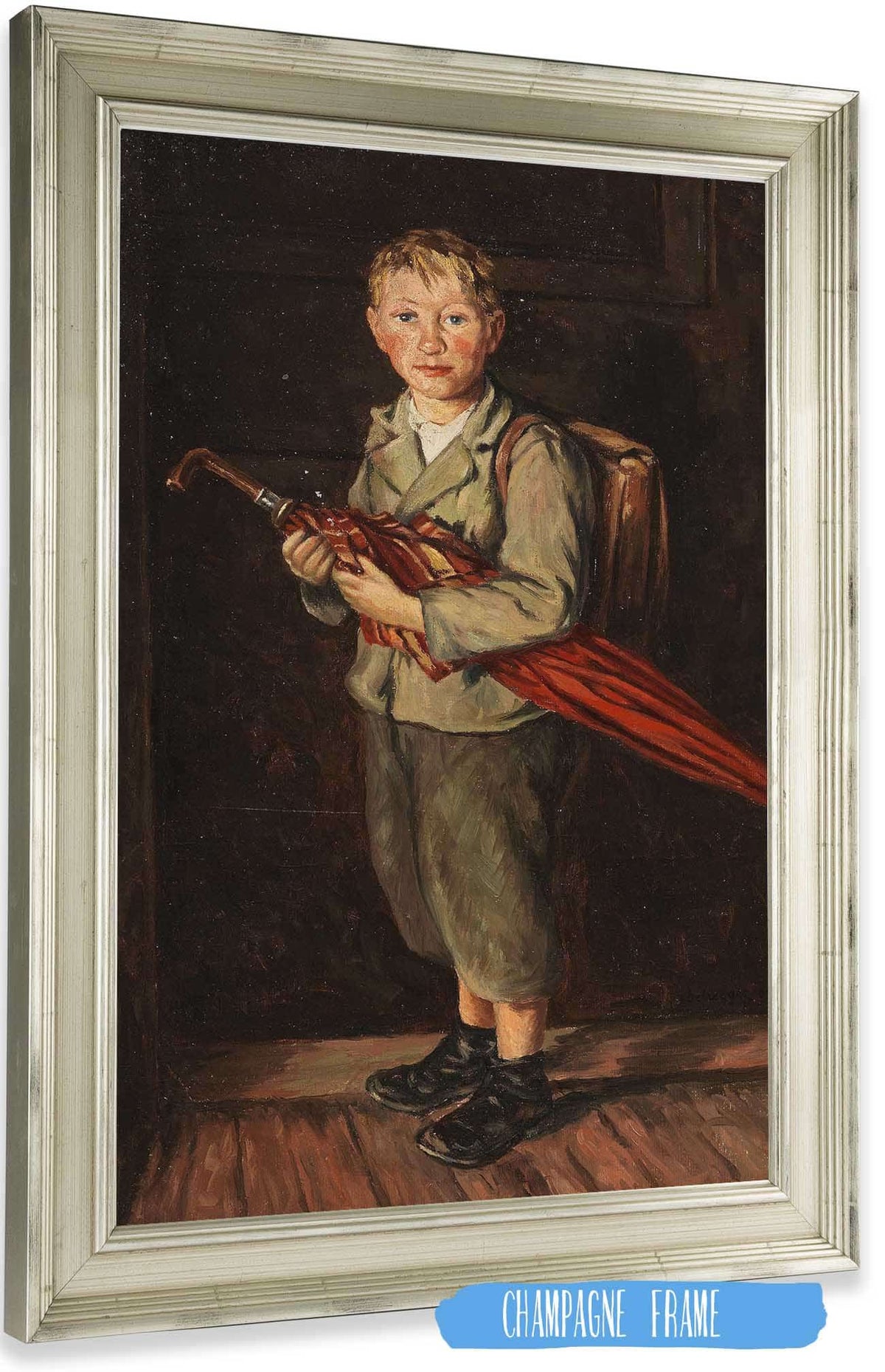 Bauernbub Mit Schirm Und Ranzen by Franz Von Defregger Posters, Prints, & Visual Artwork