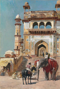 Before The Great Jami Masjid Mosque Mathura India by Edwin Lord Weeks Posters, Prints, & Visual Artwork
