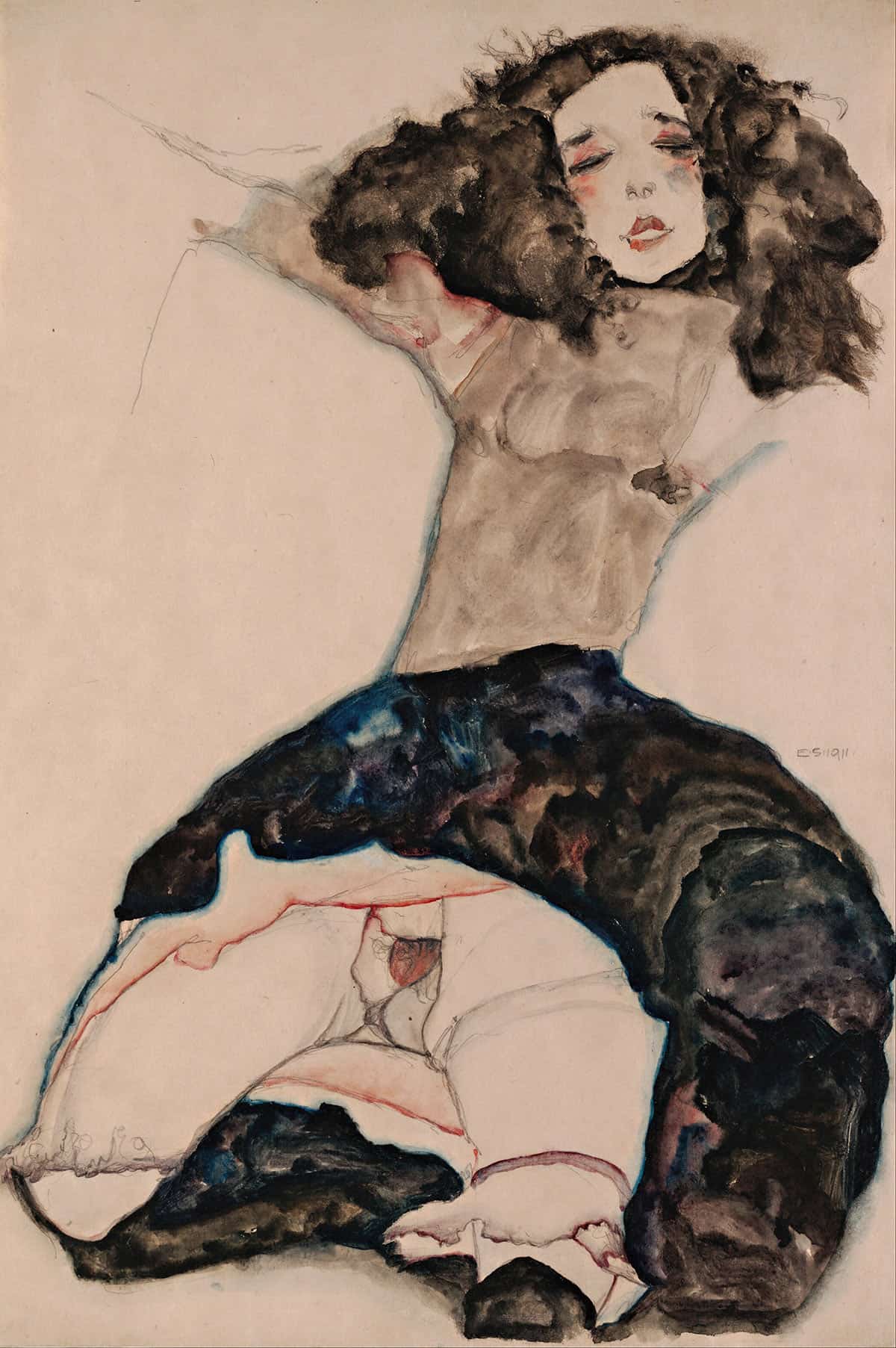 Black Haired Girl With Lifted Skirt by Egon Schiele Posters, Prints, & Visual Artwork