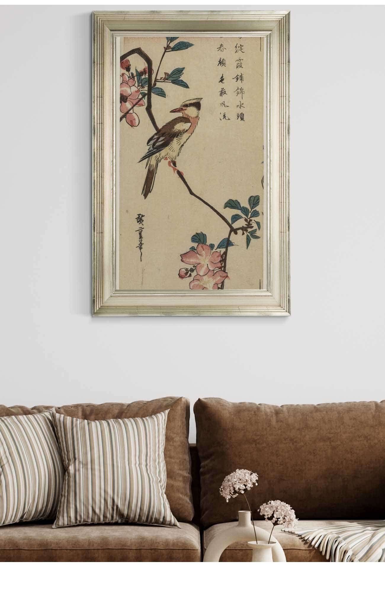 Black Naped Oriole Korean Warbler On A Hall Crabapple by Ando Hiroshige Posters, Prints, & Visual Artwork