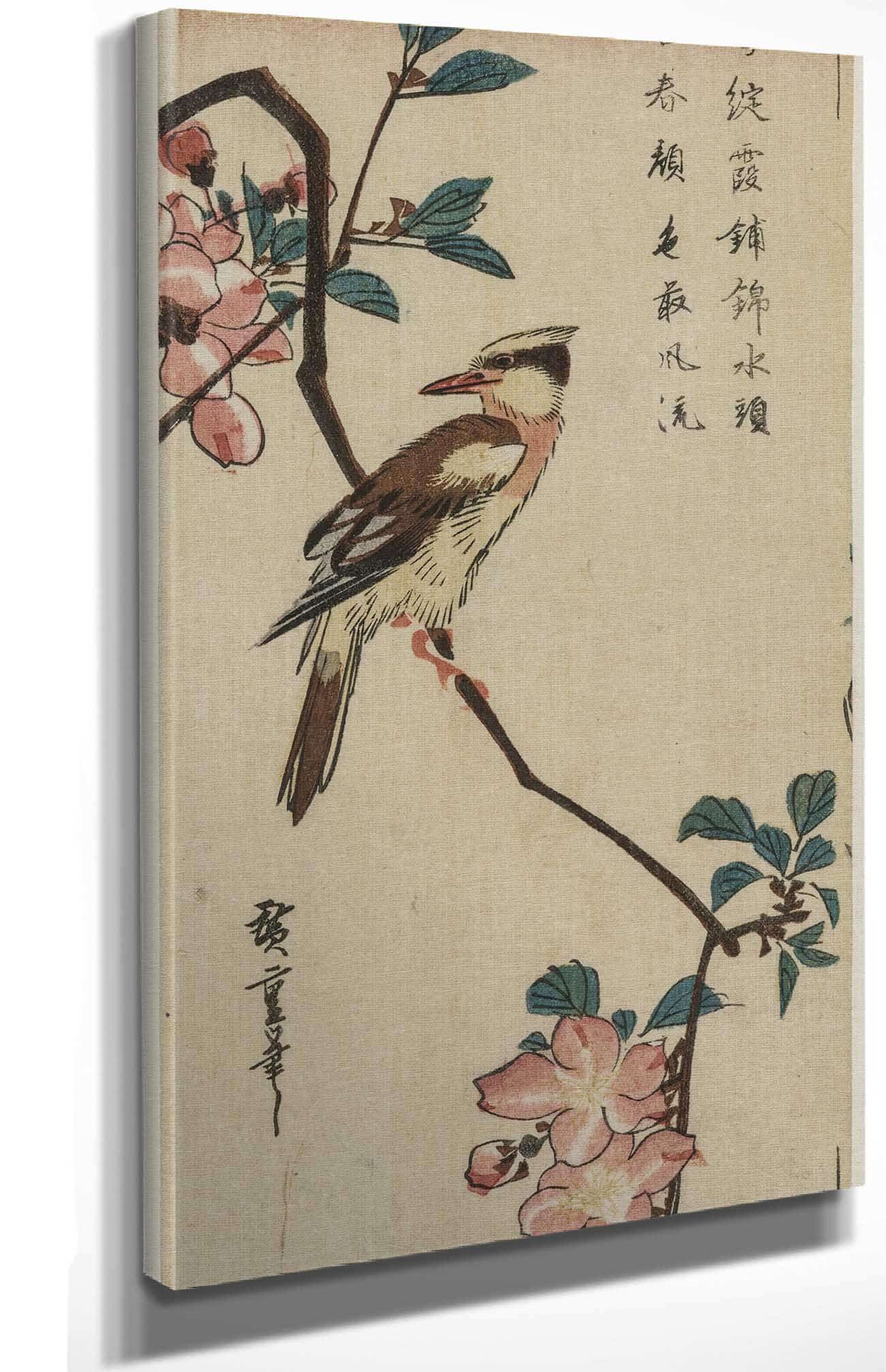 Black Naped Oriole Korean Warbler On A Hall Crabapple by Ando Hiroshige Posters, Prints, & Visual Artwork